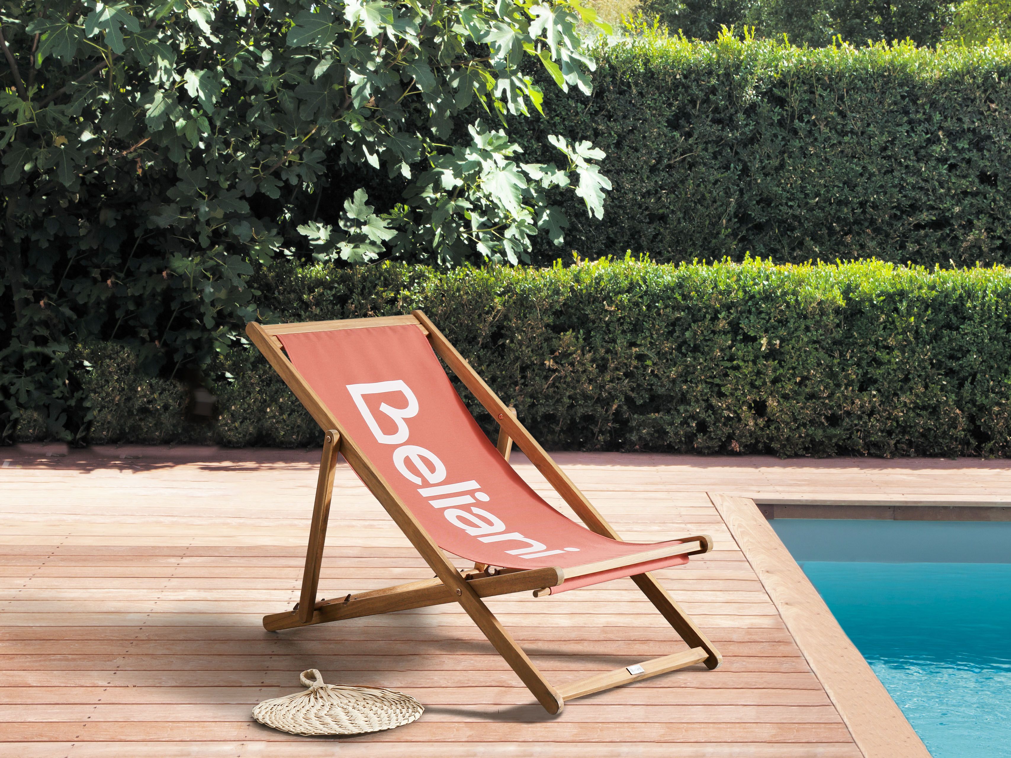 Folding Deck Chair ANZIO Acacia Wood Red