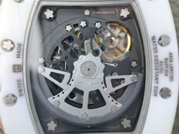 Replica Richard Mille RM011 White Ceramic Felipe Massa White Inner Bezel White Rubber Strap A7750 - Top club