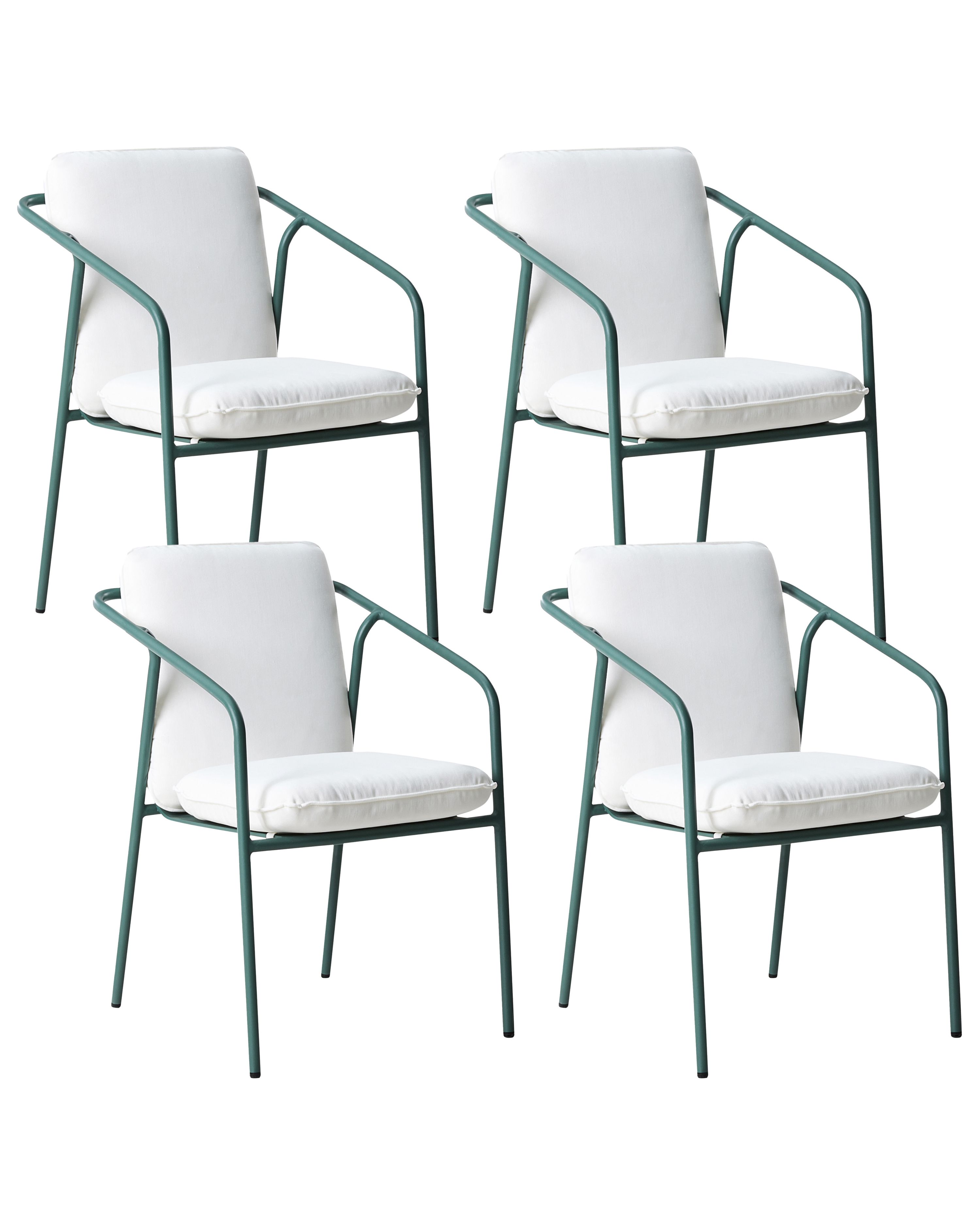 Set of 4 Garden Chairs with Cushions ASCIANO Metal Green