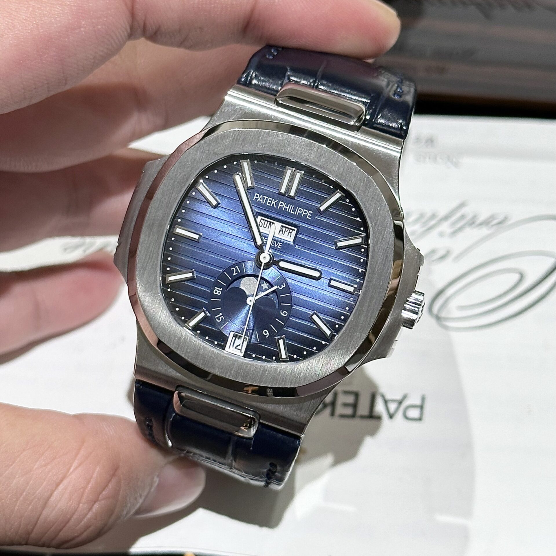 Patek Philippe 5726 Replica 1:1 Watch Blue Dial Leather Strap PPF 40.5mm - Top club