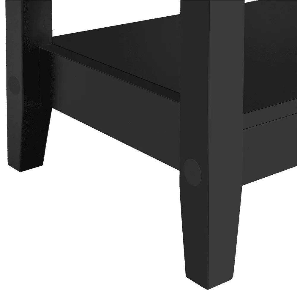 Topeakmart 3-Drawer Wooden Console Table Entryway Table with Storage Shelf Pine Wood Legs, Black - Image 16