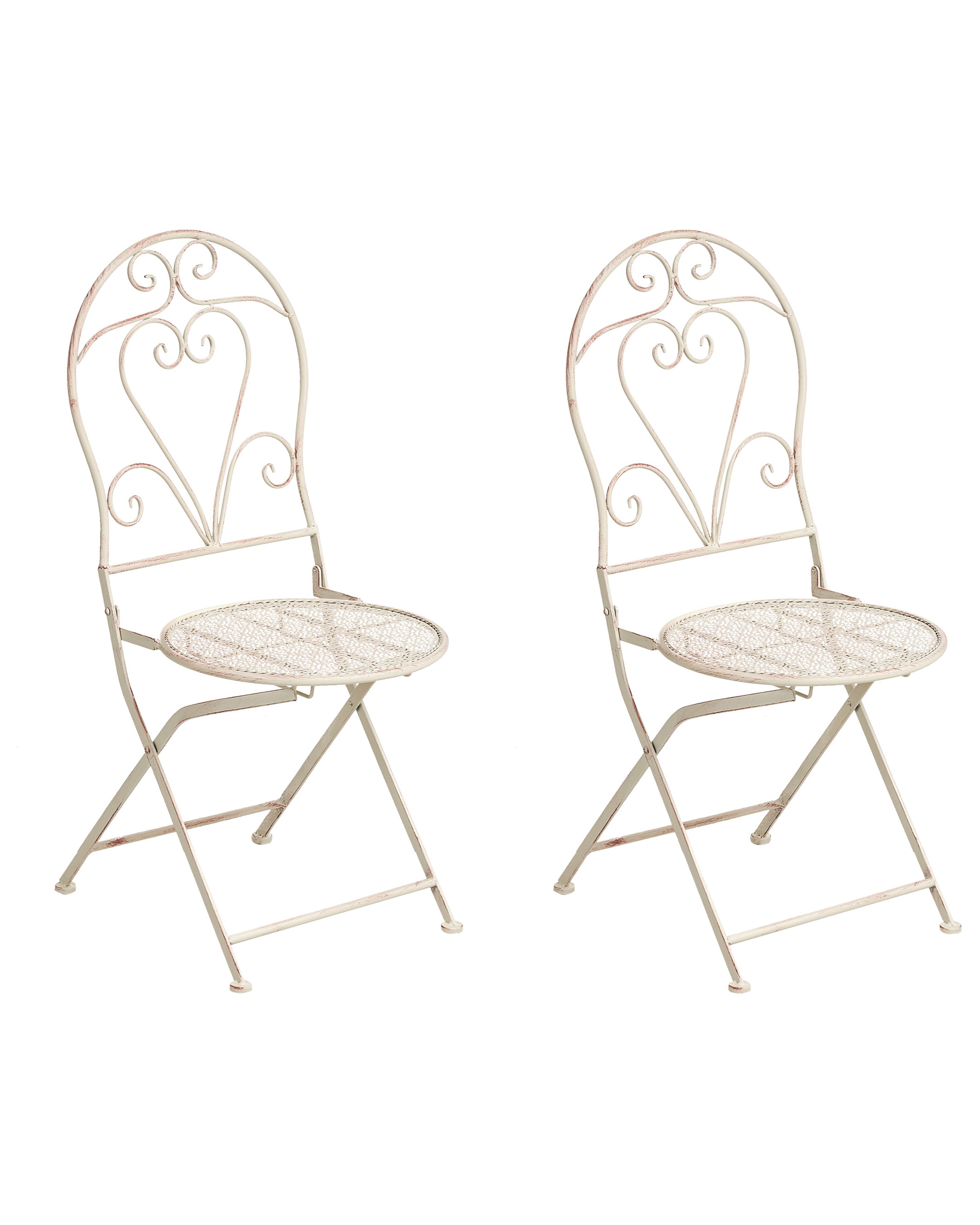 Set of 2 Garden Chairs FOLELLI Folding Metal Light Beige