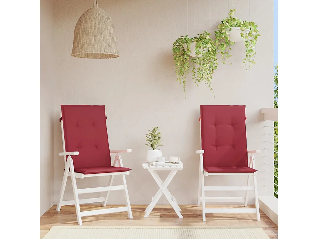 Coussins de chaise de jardin à dossier haut lot de 2 bordeaux
