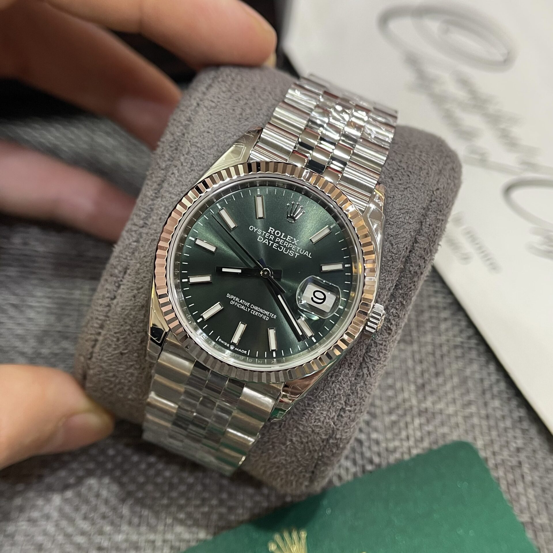Rolex Replica 1:1 Watch DateJust 126234 Green Dial Jubilee Strap Factory VS 36mm - Elite Watch Atelier
