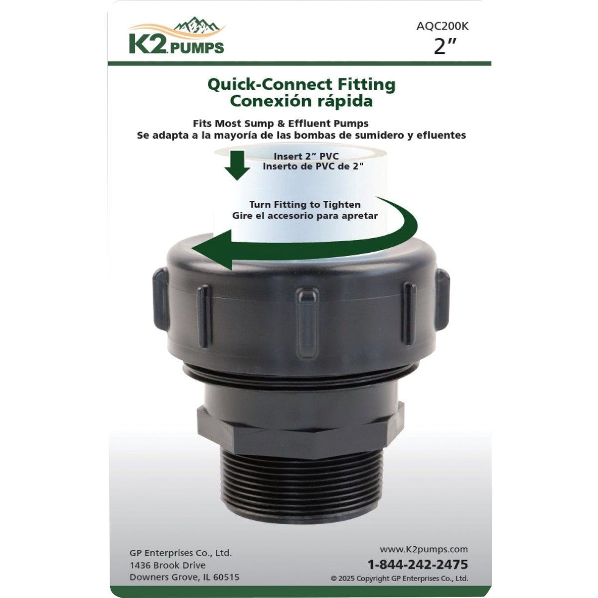 K2 2 In. Sewage Pump Quick-Connect Fitting