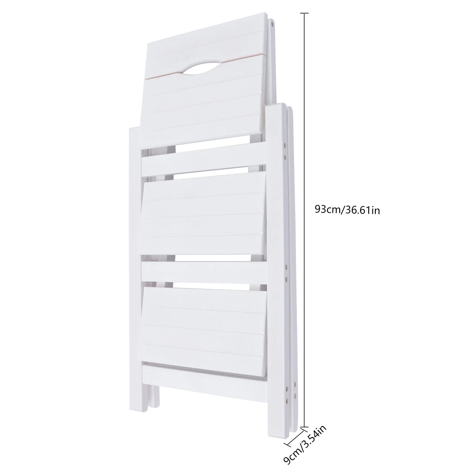 White 3-Tier Step Stool Solid Wood Folding Ladder Anti-Slip Step Stool - Image 3