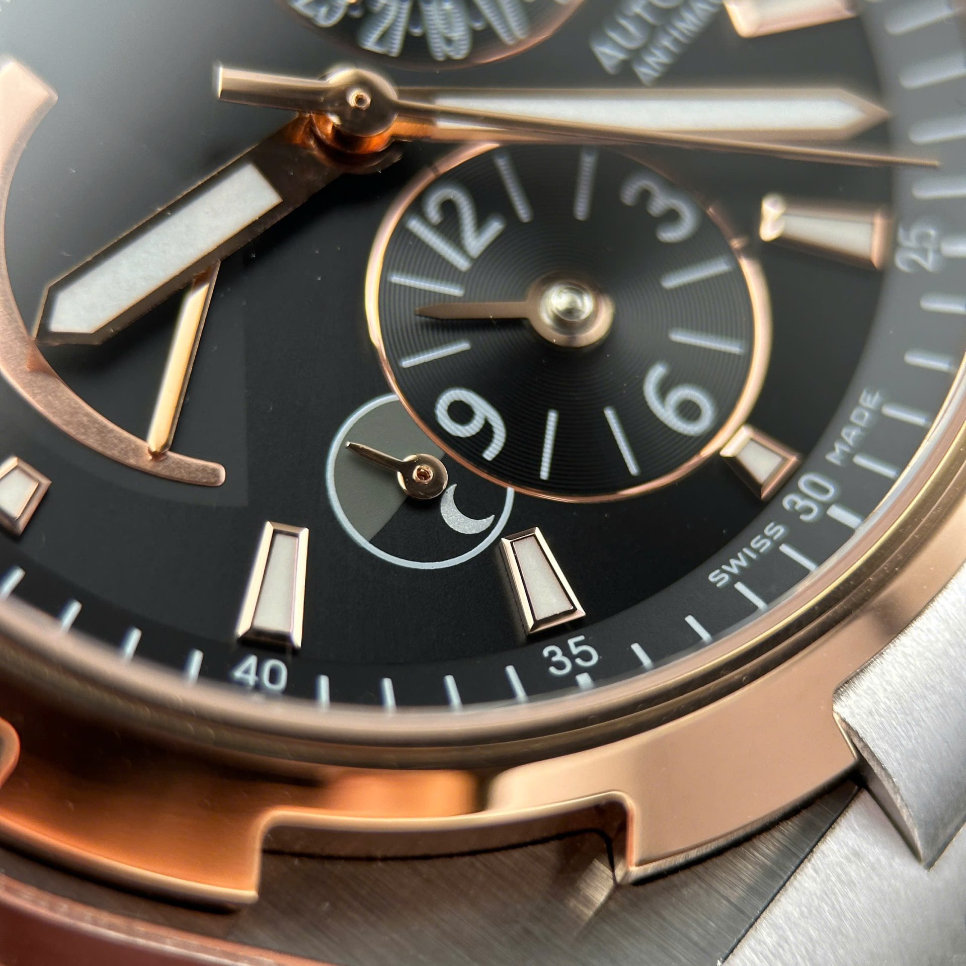 Vacheron Constantin Overseas Dual Time 47450 Demi Rose Gold Good Imitation Watches Black Dial 9F Factory 42mm - Top club