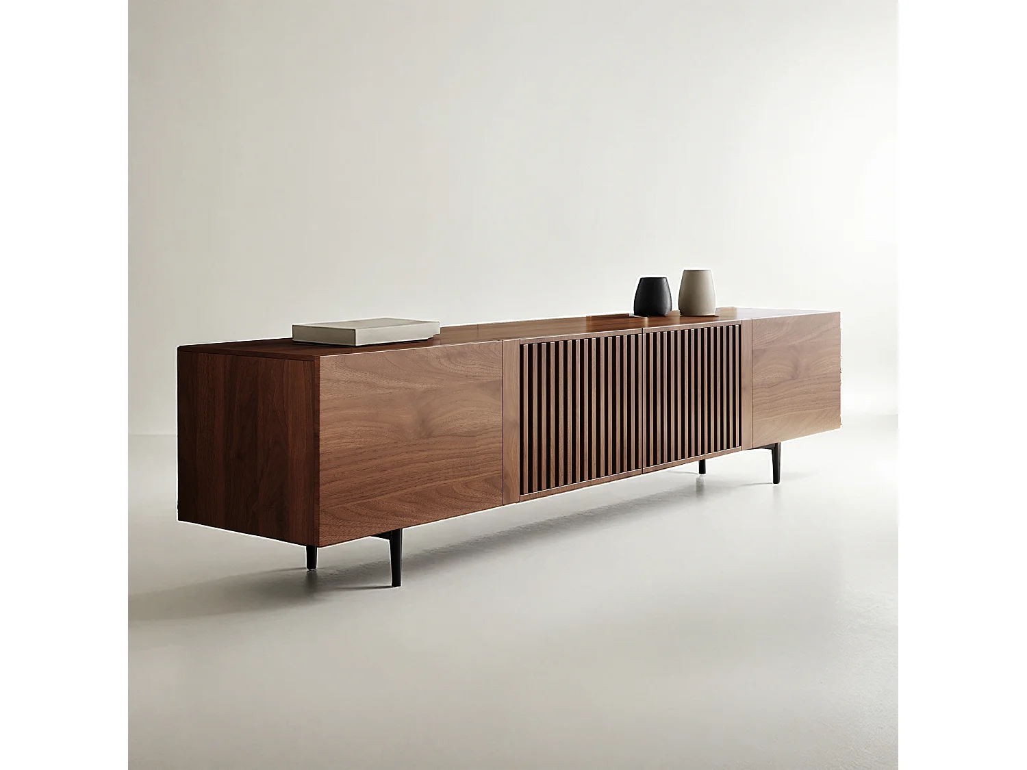 Meuble TV moderne 180 CM, avec grand espace de rangement, console multimédia 180 cm, pour salon et chambre, couleur noyer