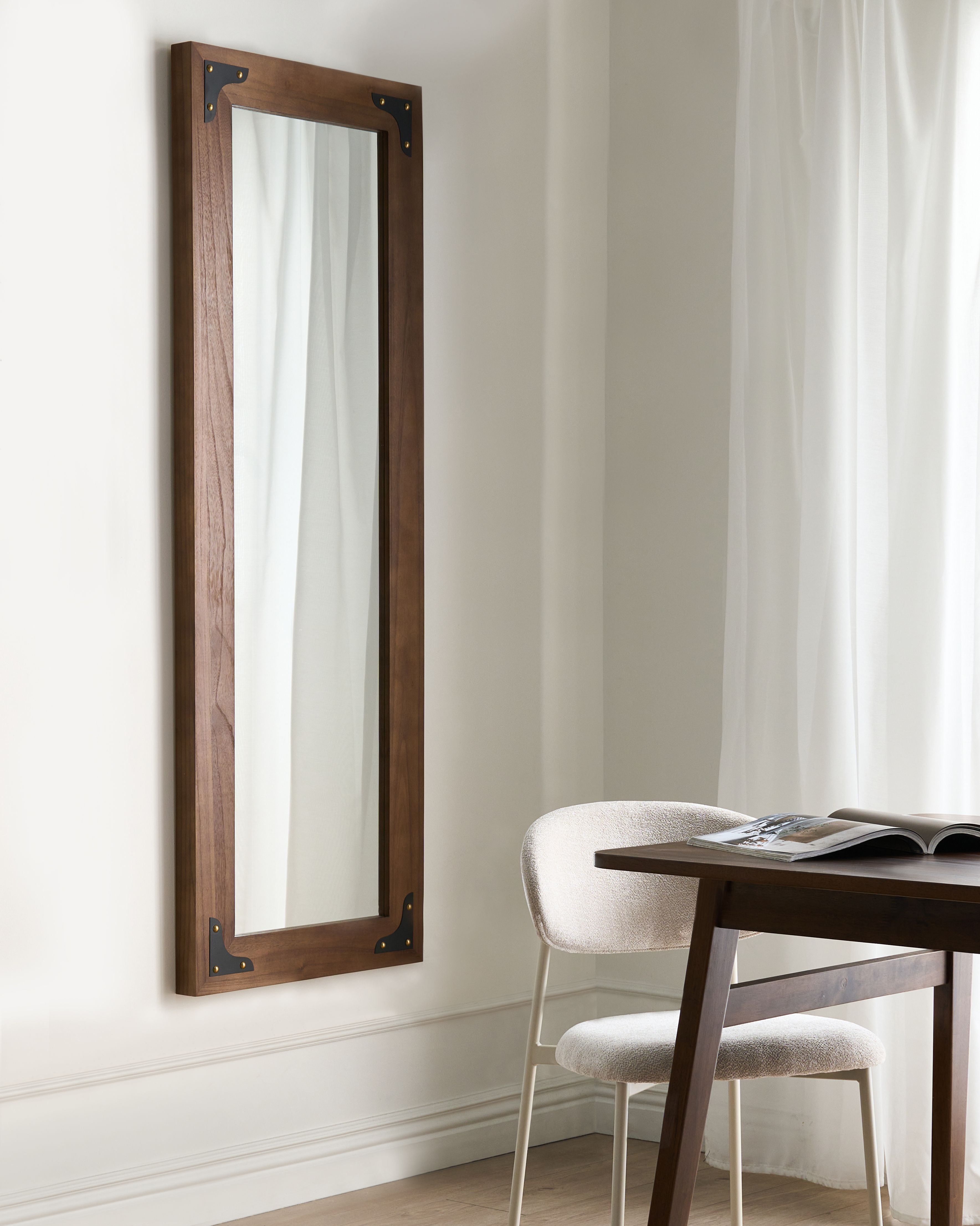 Wall Mirror BLOSVILLE 58 cm 164 cm Fir Wood Brown