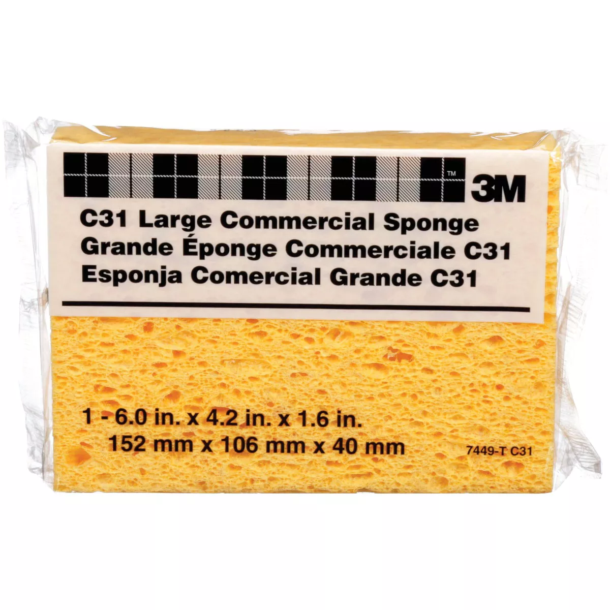3M Commercial Size Sponge, 6 In. x 4.25 In. x 1.625 In.