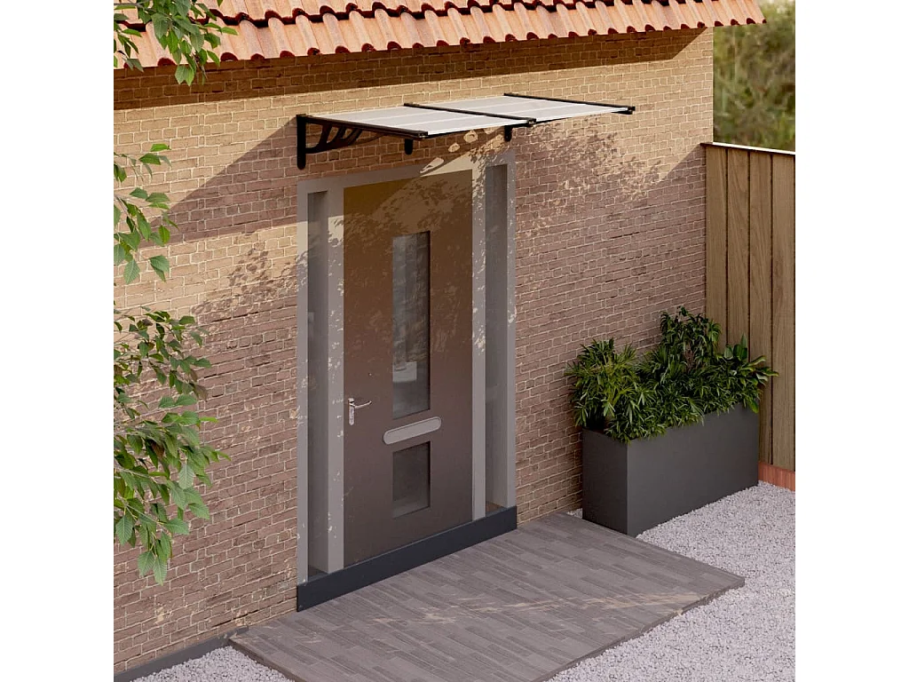 Auvent de porte Noir et transparent 152,5x90 cm Polycarbonate WVGQ1779