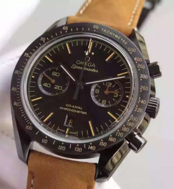 Replica Omega Speedmaster Moonwatch PVD Chrono Vintage Black Asso/Rubber Strap A9300 - Top club