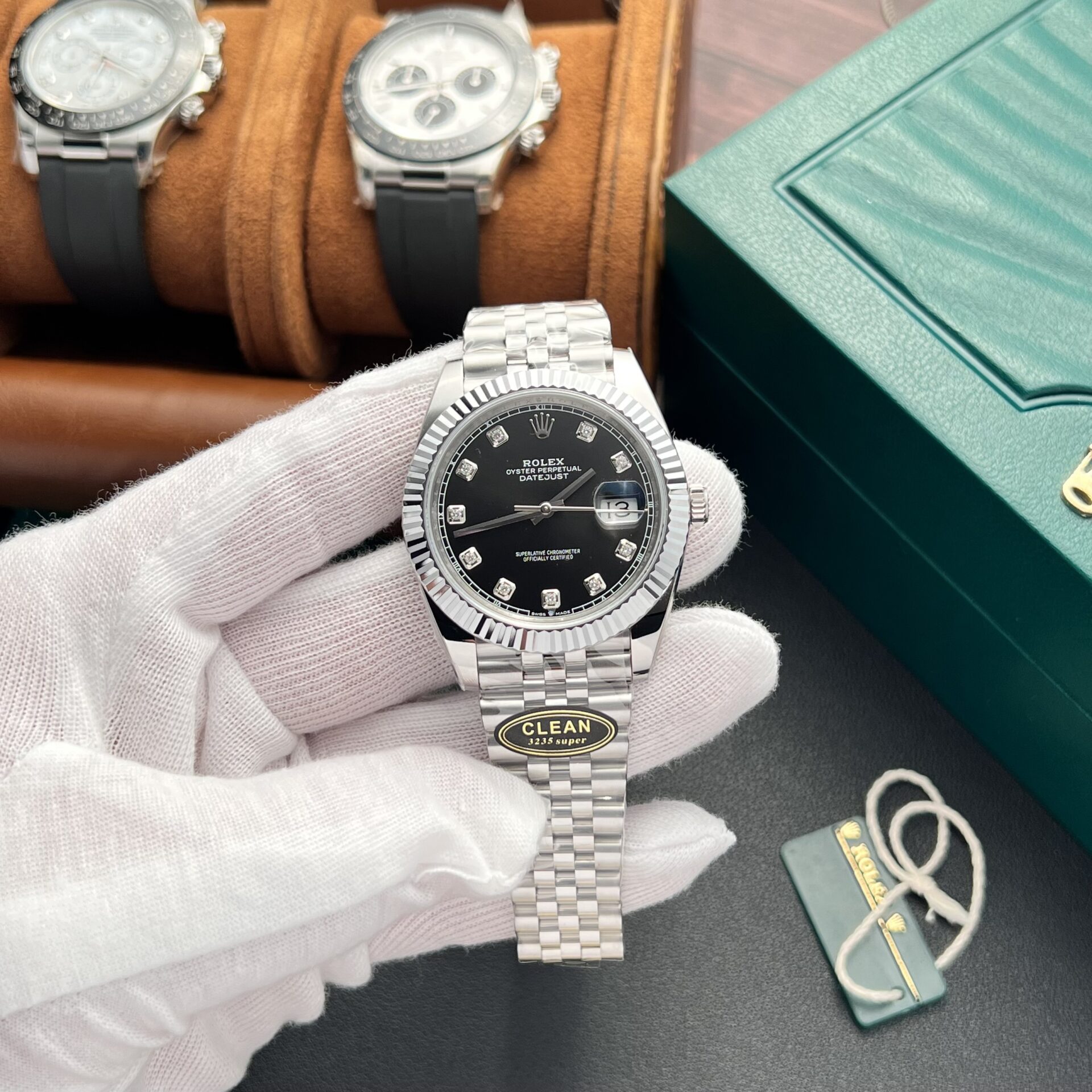 Rolex DateJust 126334 Replica Watch Black Dial With Diamond Clean Factory 41mm - Elite Watch Atelier