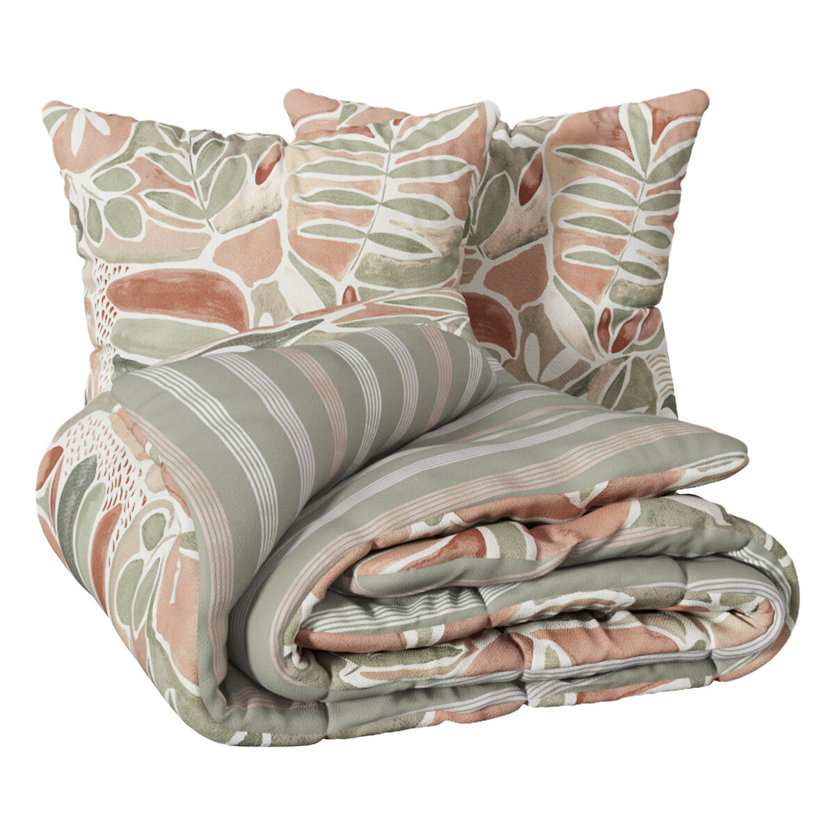 Printed bed set "Alvaro" Celadon Green, 240x220 cm