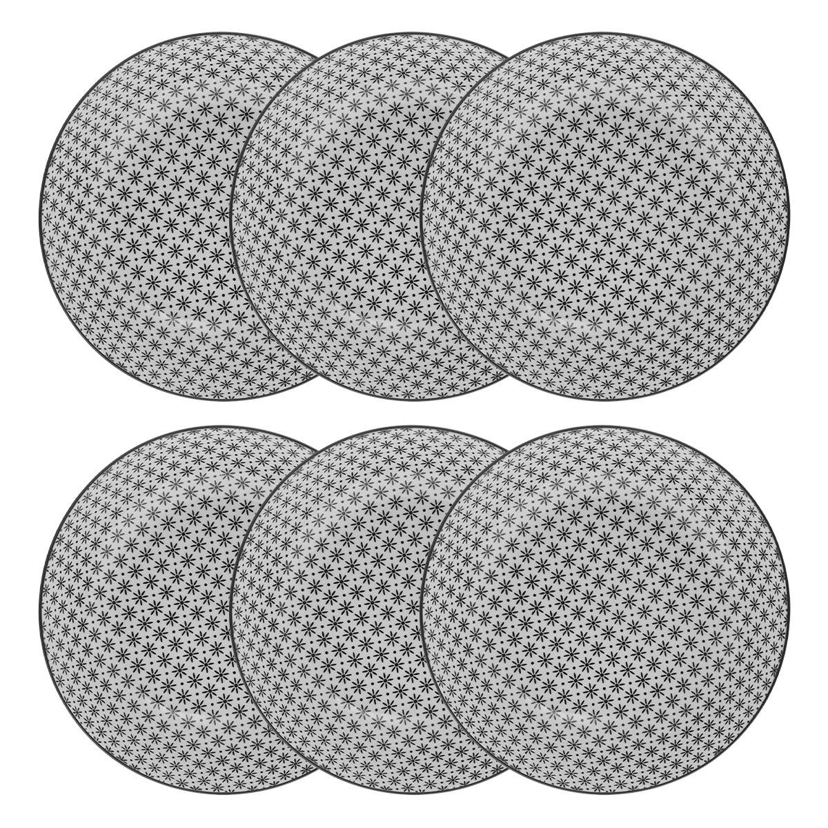 Set of 6 deep plates "Bohemia" D.20 cm, Black & White