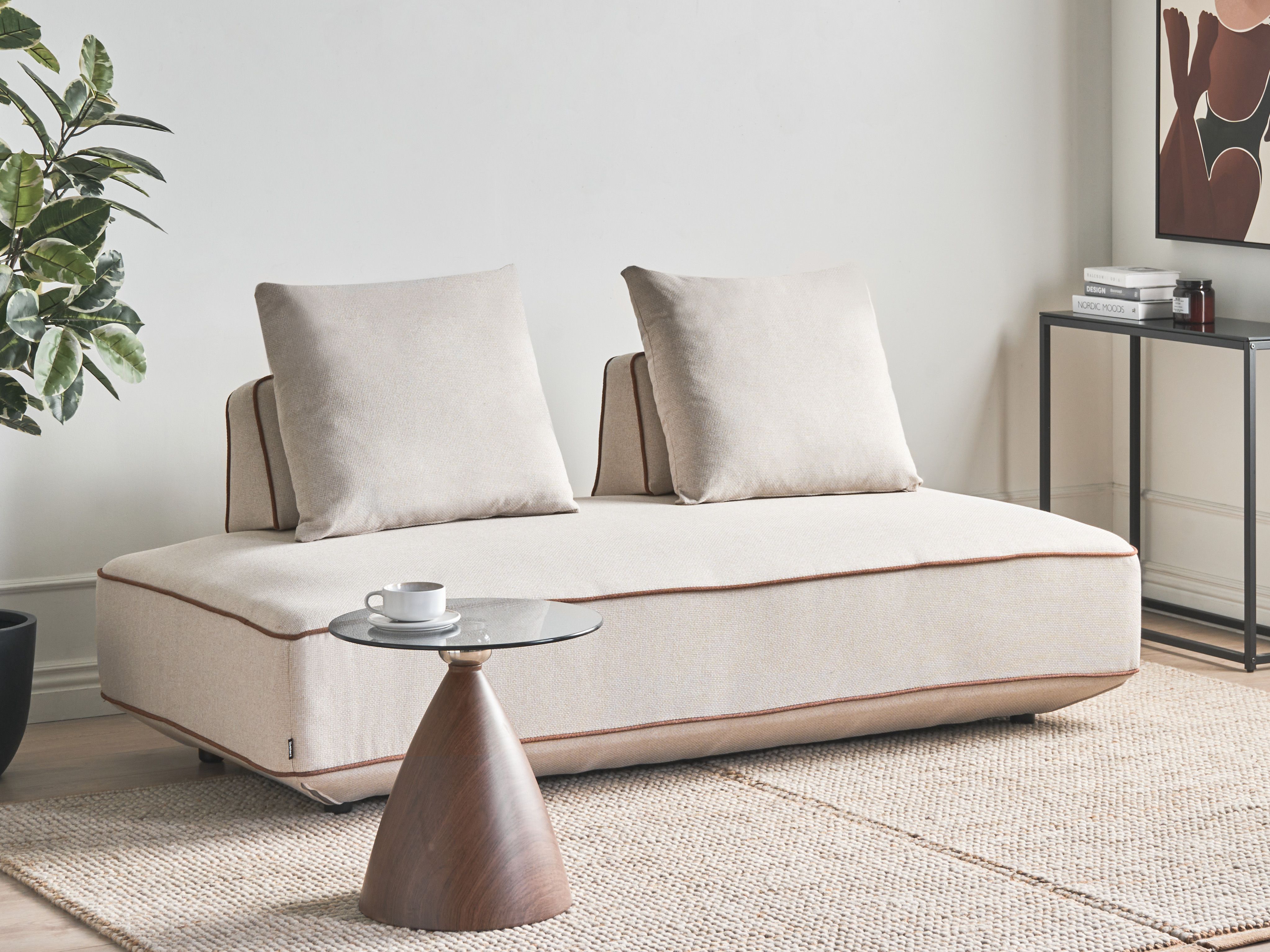 Chaise Longue SEILLANS Fabric Light Beige