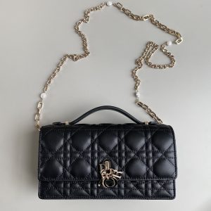Lady Top Handle Clutch Beige/Black/White For Women 8.5in/21cm S0980ONMJ_M49P1:1High-quality replica
