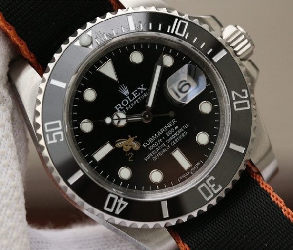 Replica Rolex Submariner 116610 LN Black Ceramic Bee Noob Nylon Strap A2836 - Top club
