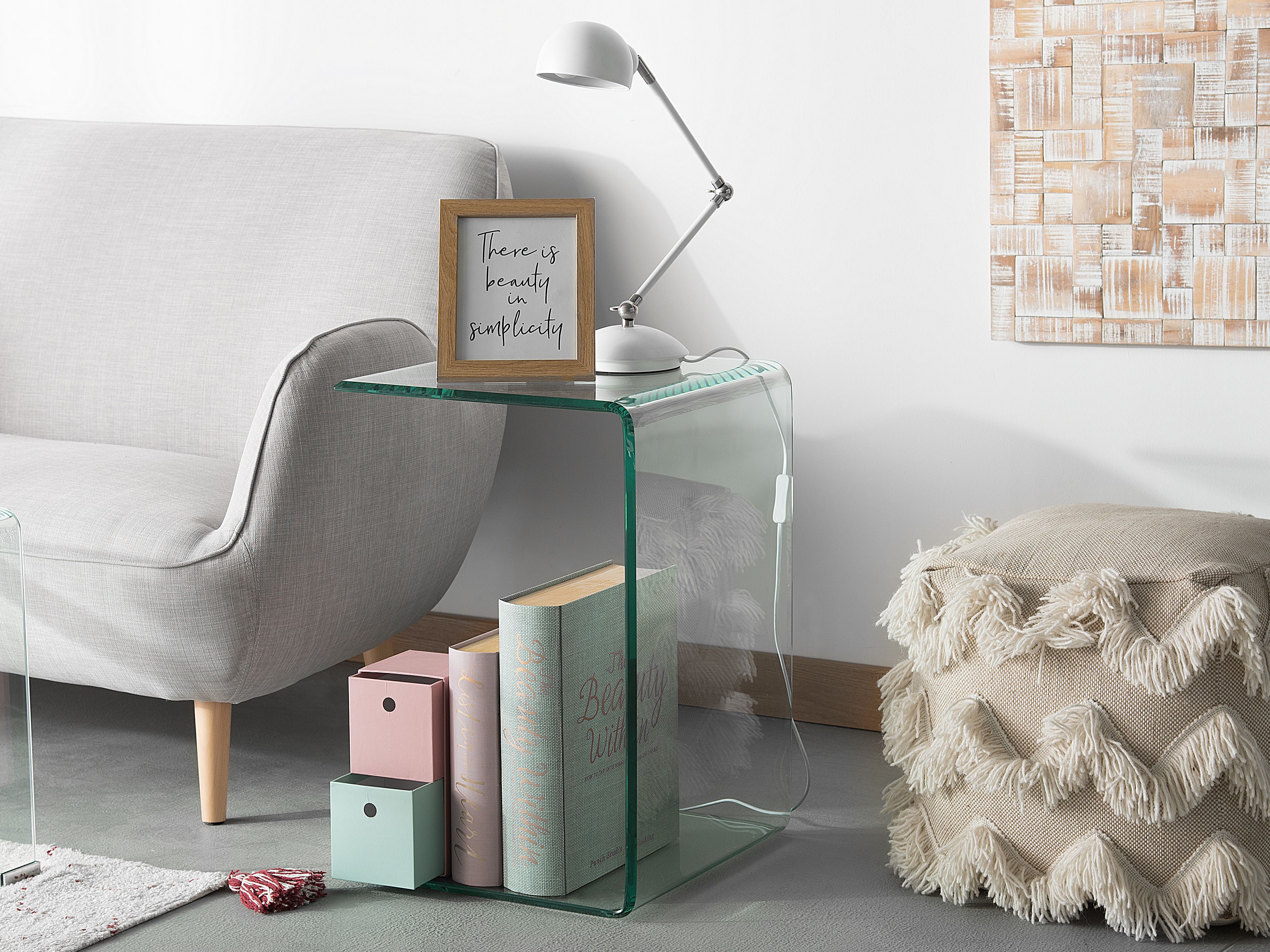 Side Table LOURDES Tempered Glass Transparent