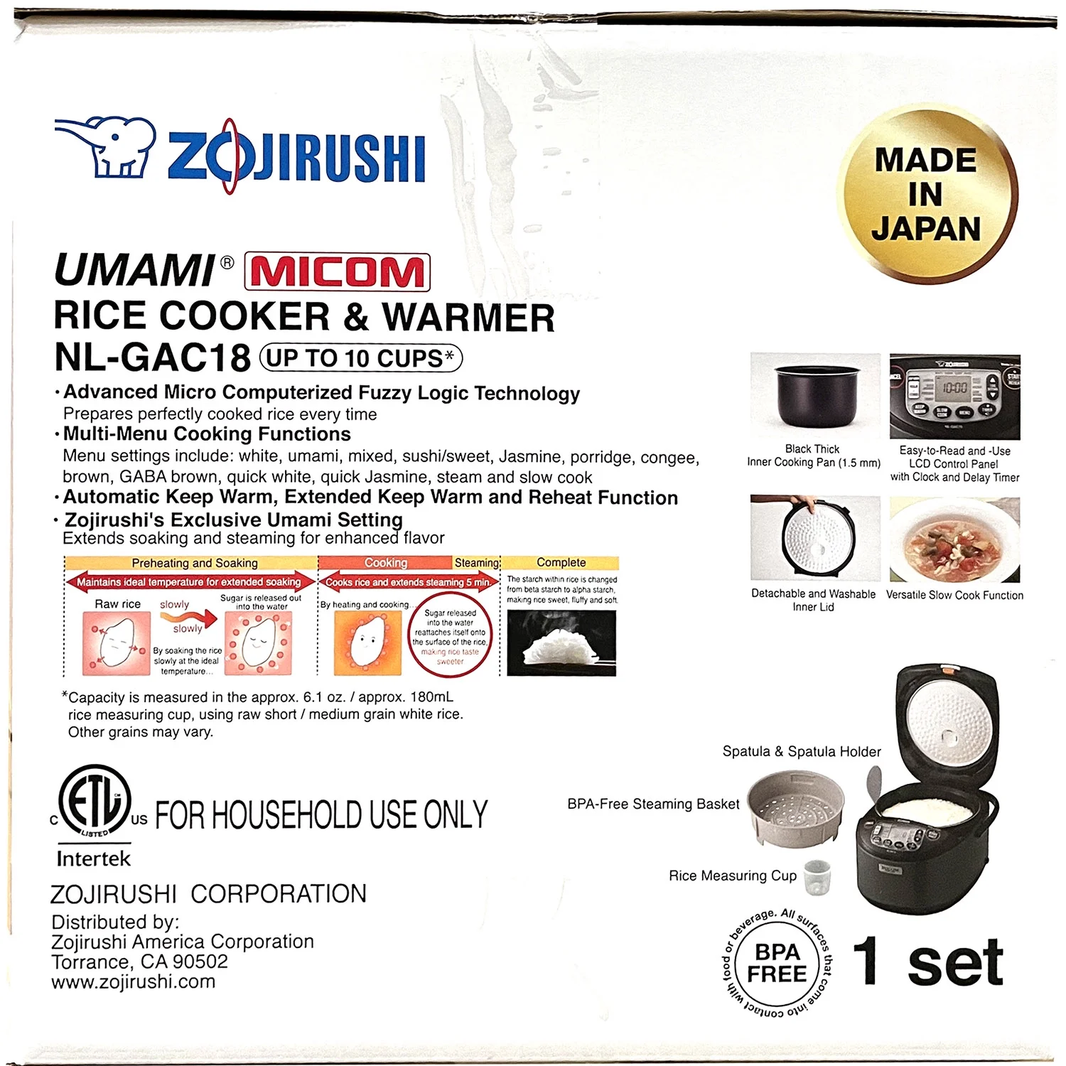 Zojirushi NL-GAC18BM 10 Cup (Uncooked) Umami Micom Rice Cooker and Warmer