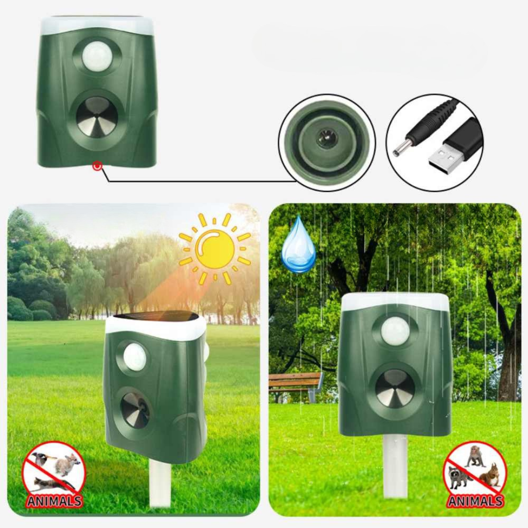 Ultrasone Dierenverjager op Zonne-energie met 360° Dekking voor Tuin – Milieuvriendelijk en Weerbestendig Ontwerp