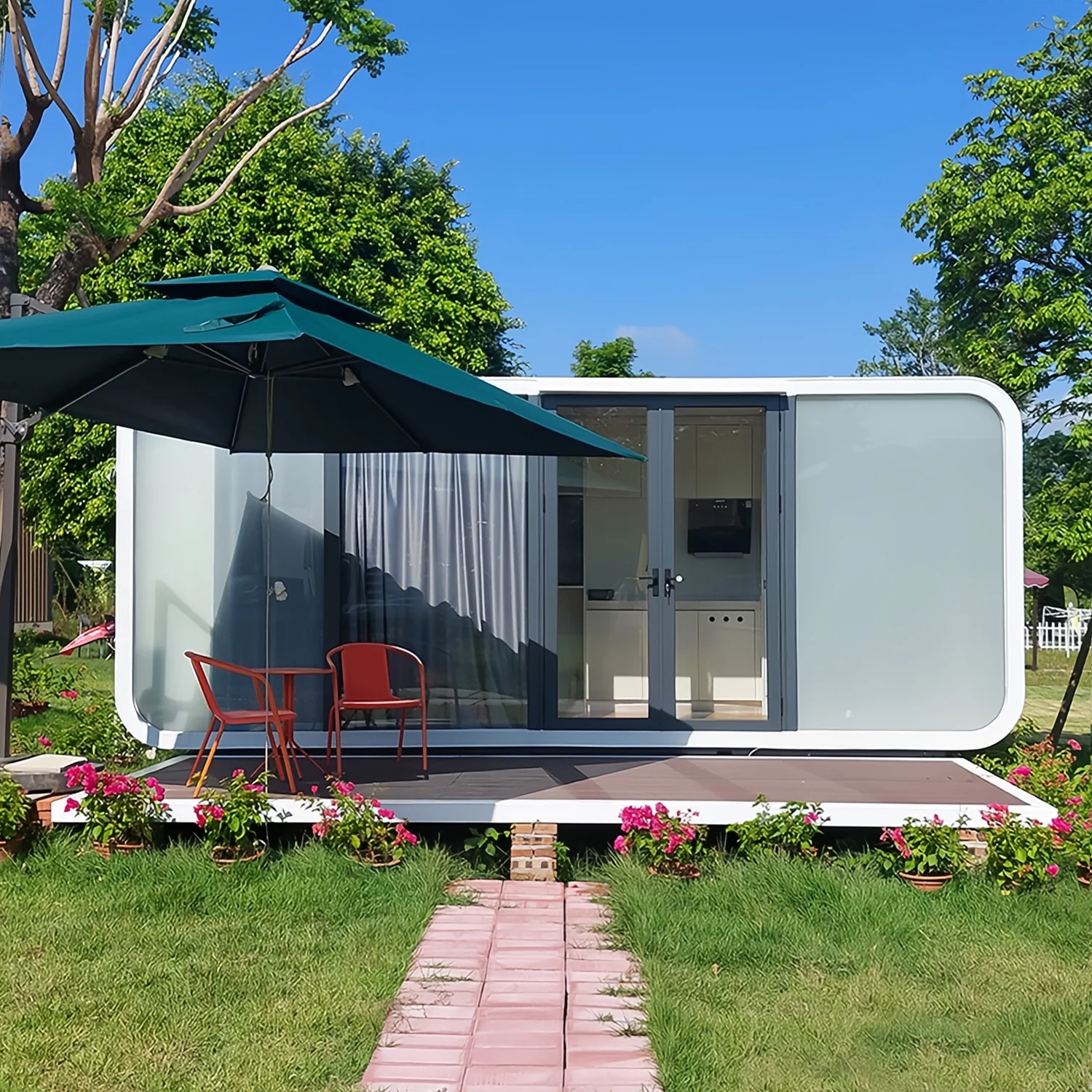 THLAND Luxury modern prefab cabin - 20ft mobile capsule with bedroom, kitchen and bathroom, storm resistant prefab cabin -16 typhoon and 11 earthquake proof mobile cabin for travel and outdoor living