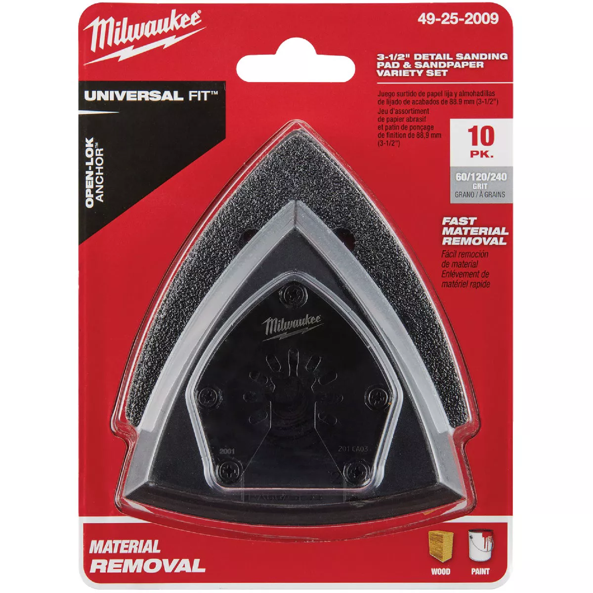 Milwaukee OPEN-LOK 3-1/2 In. 60/120/240 Grit Pad & Sanding Variety Pack (10-Pack)
