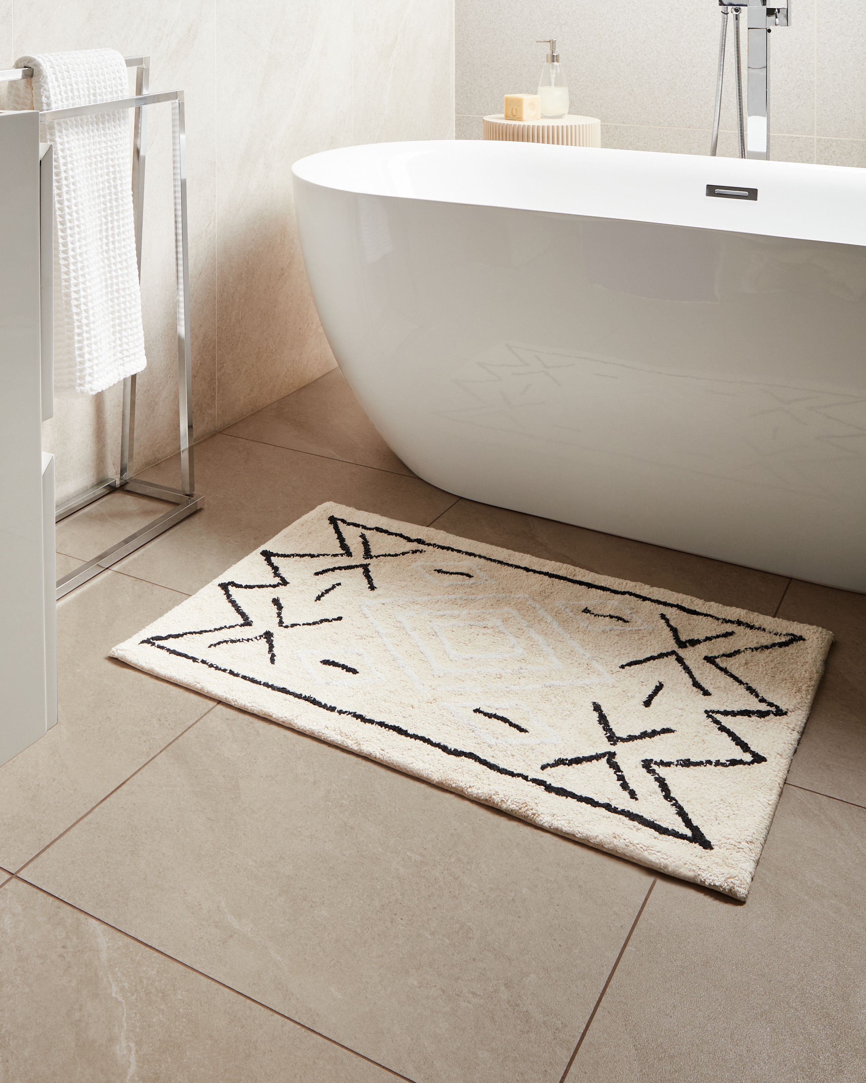 Bath Mat UNTLA Light Beige 60 x 90 cm Cotton