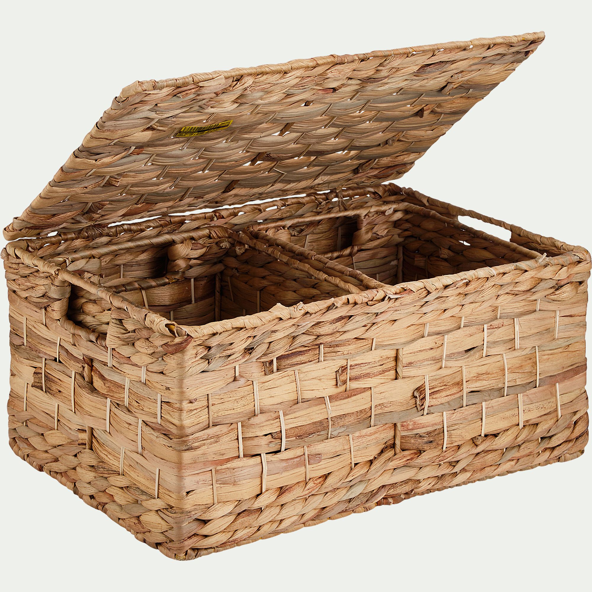 ABBADIA - Lot de 3 caisses de rangement en jacinthe d'eau - naturel