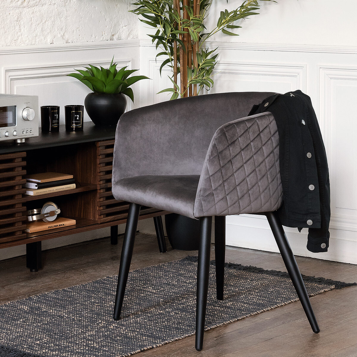 Armchair "Marlo" Velvet, Slate grey