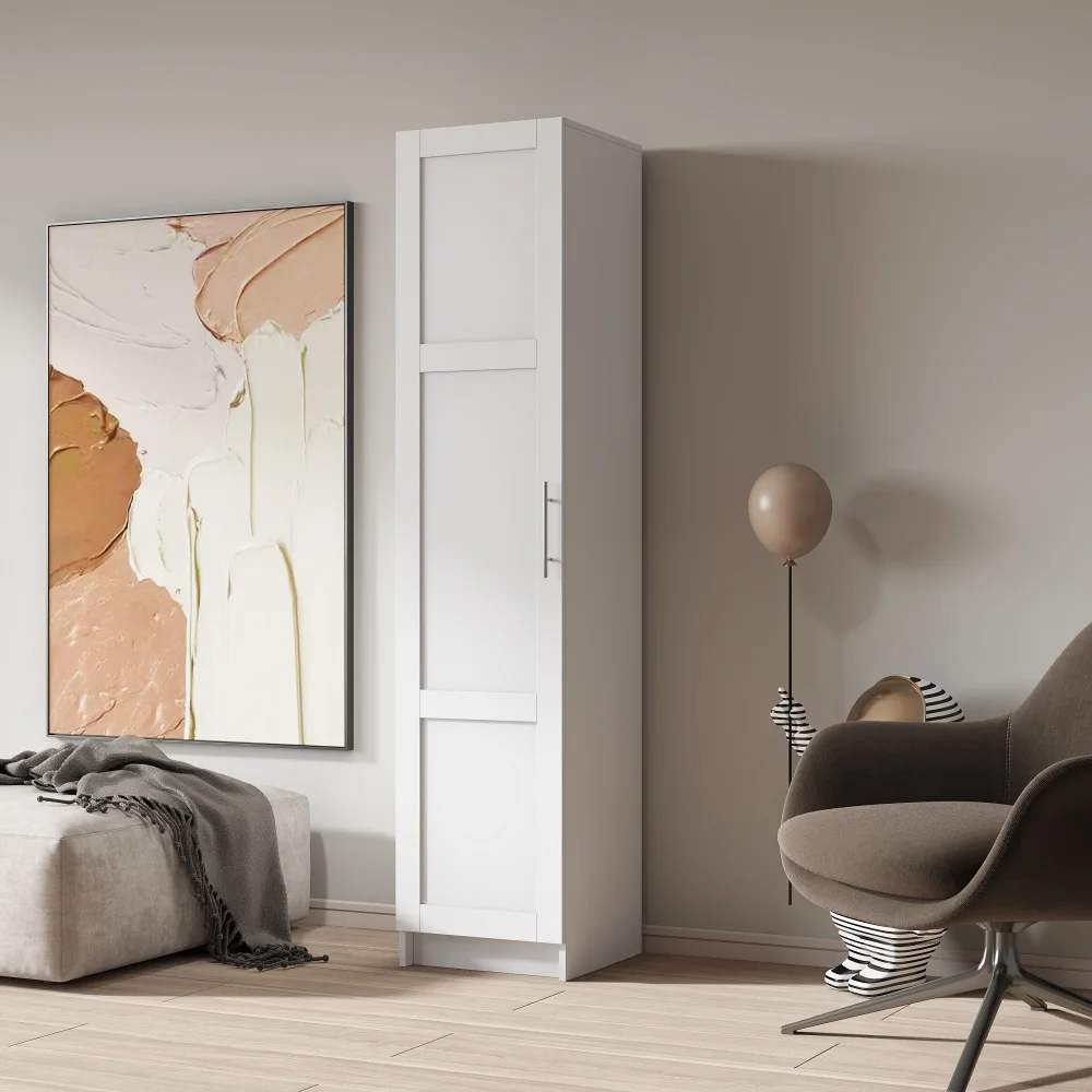 Stackable Wall Cabinet,Solid Wood Storage Cabinet with Adjustable Shelves and Doors,Console Table Side Table for Hallway,Sideboard Buffet Cupboard for Kitchen, 15.75" D x 15.75" W x 70.87" H, White - Image 2