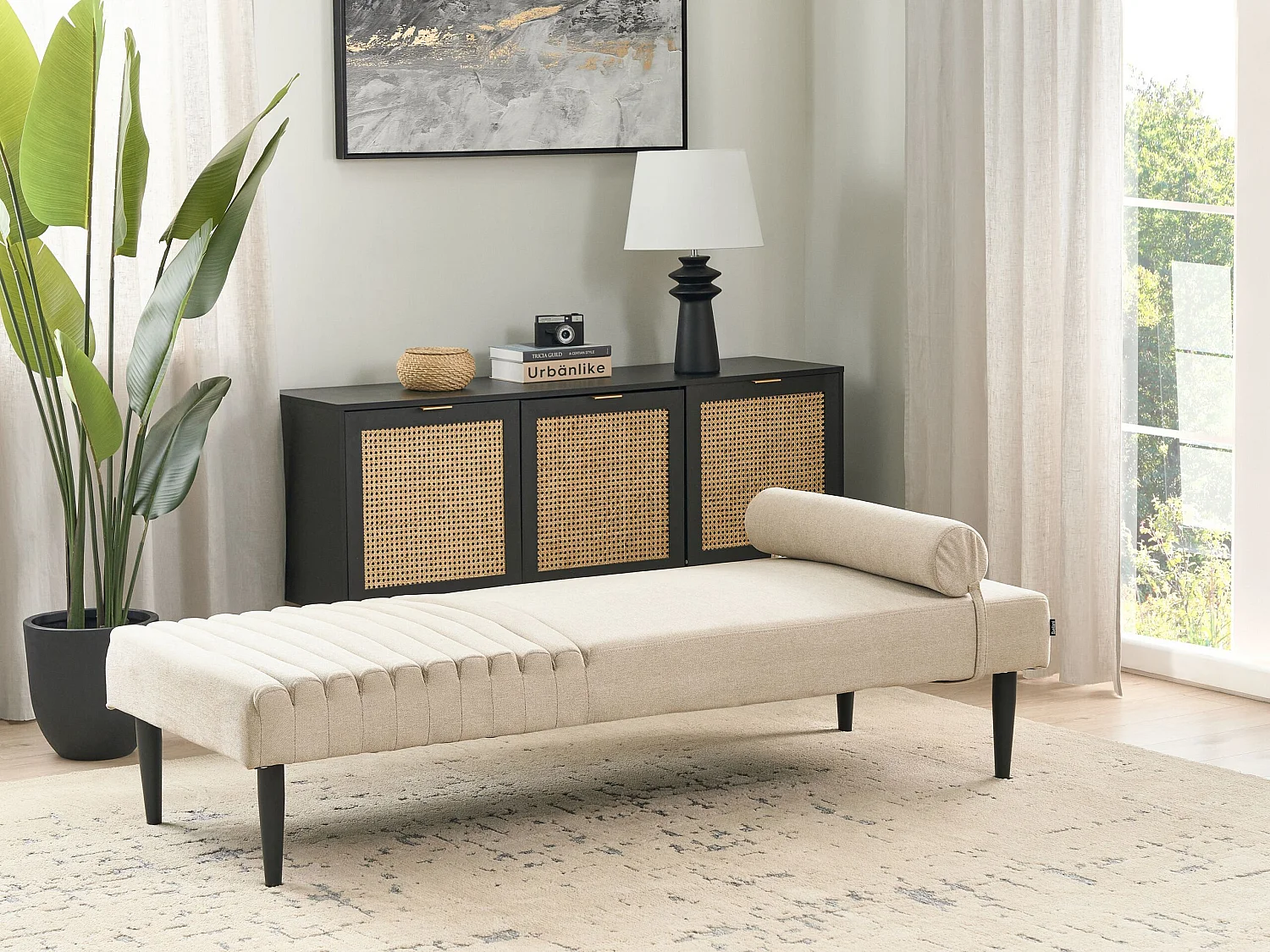 Chaise longue MAURIAC Tissu Beige