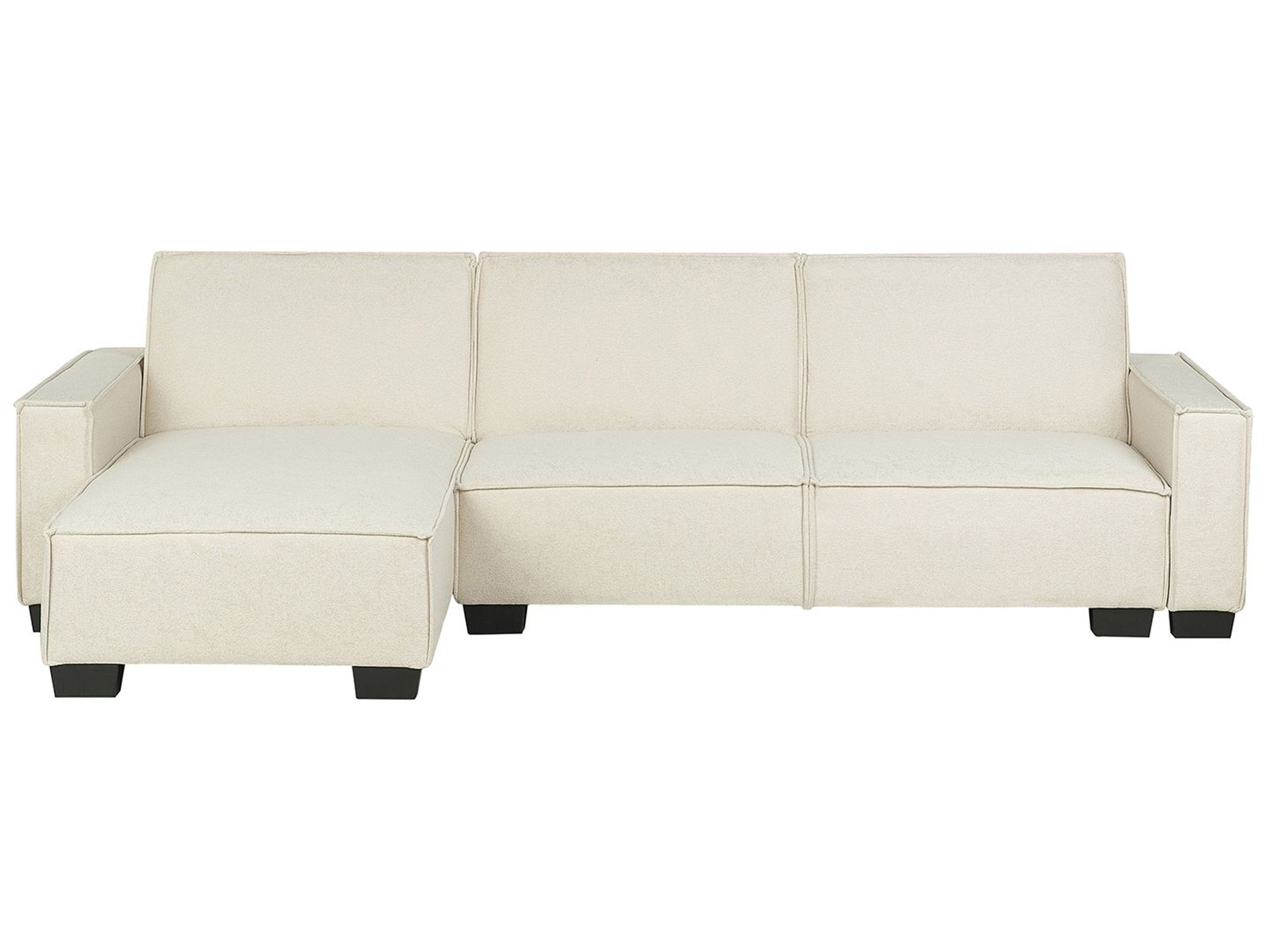 Corner Sofa Bed 3 Seater ROMEDAL Fabric Beige Right Hand