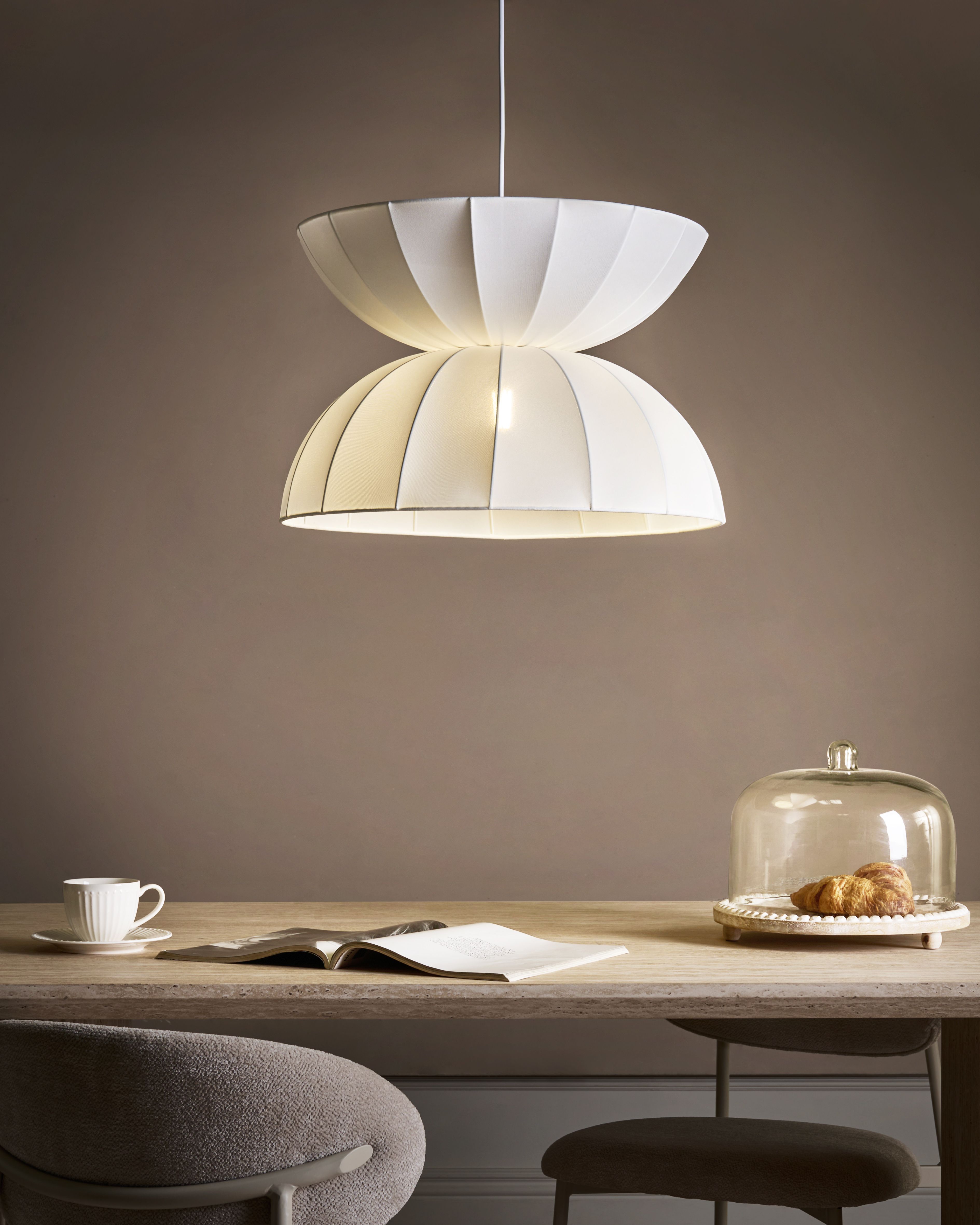 Pendant Lamp DEBONS Faux Silk White