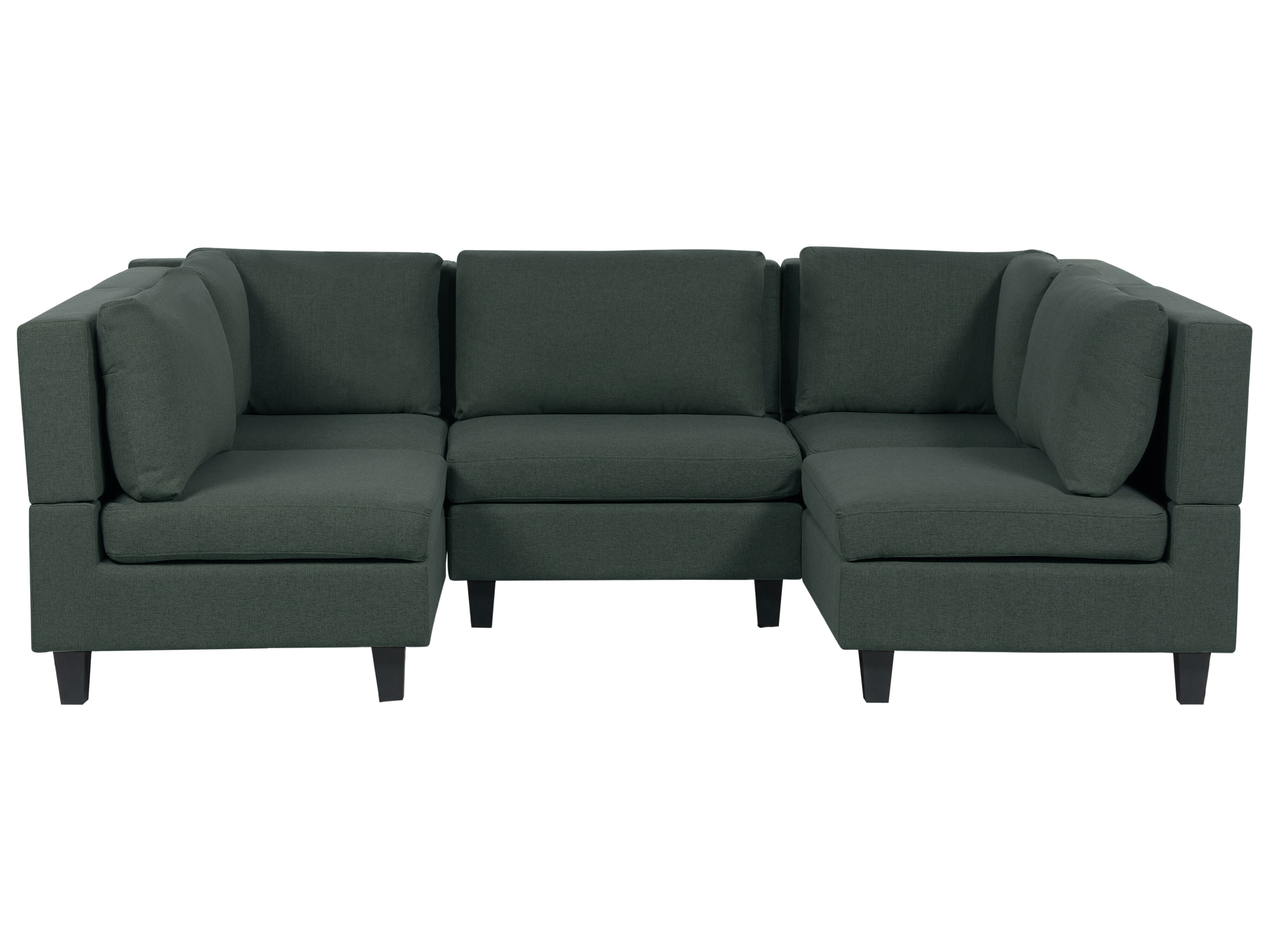 Modular U-Shape Sofa 5 Seater UNSTAD Fabric Dark Green