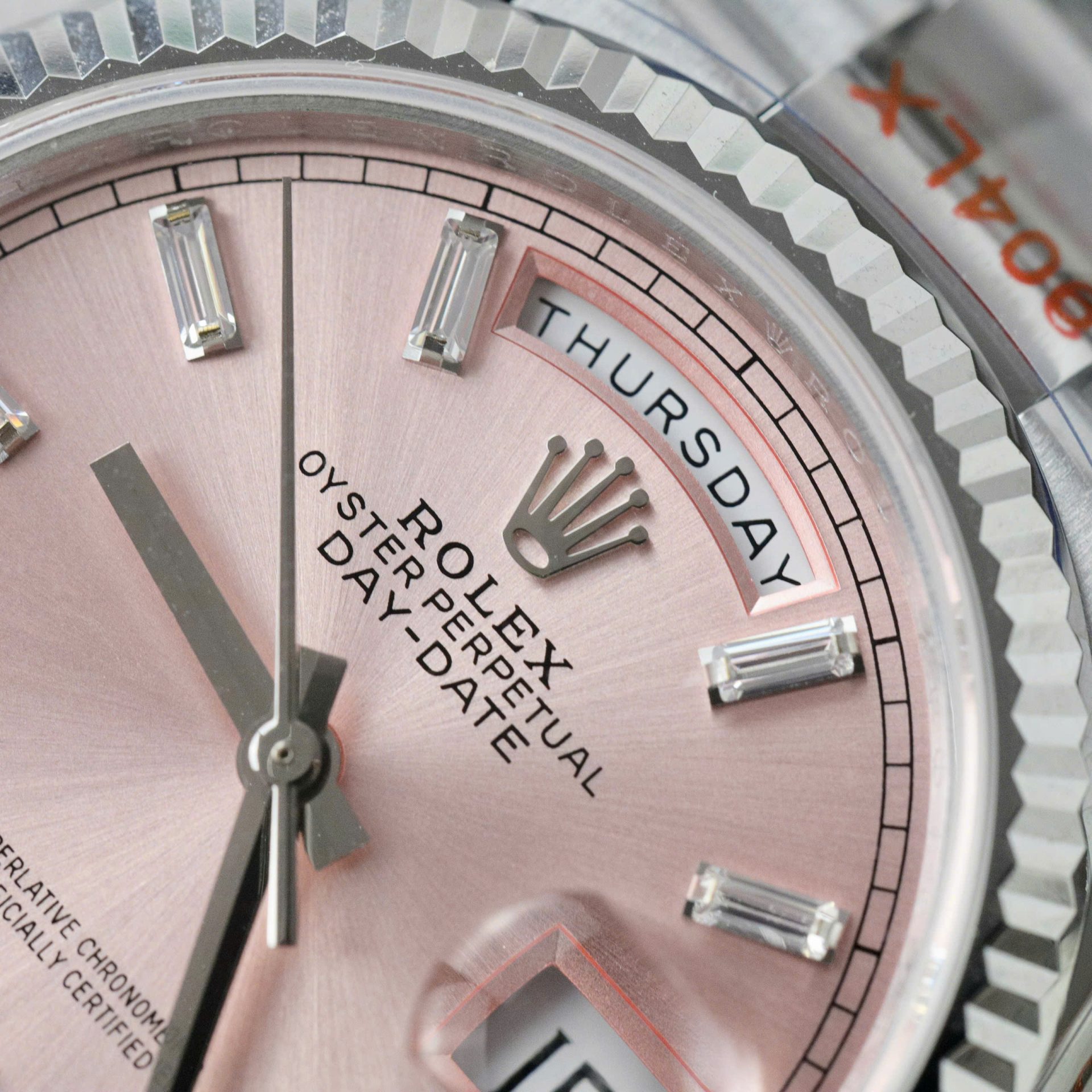 Rolex Day-Date 128236 Pink Dial Replica Watch Weight 158 Grams QF Factory 36mm - Elite Watch Atelier