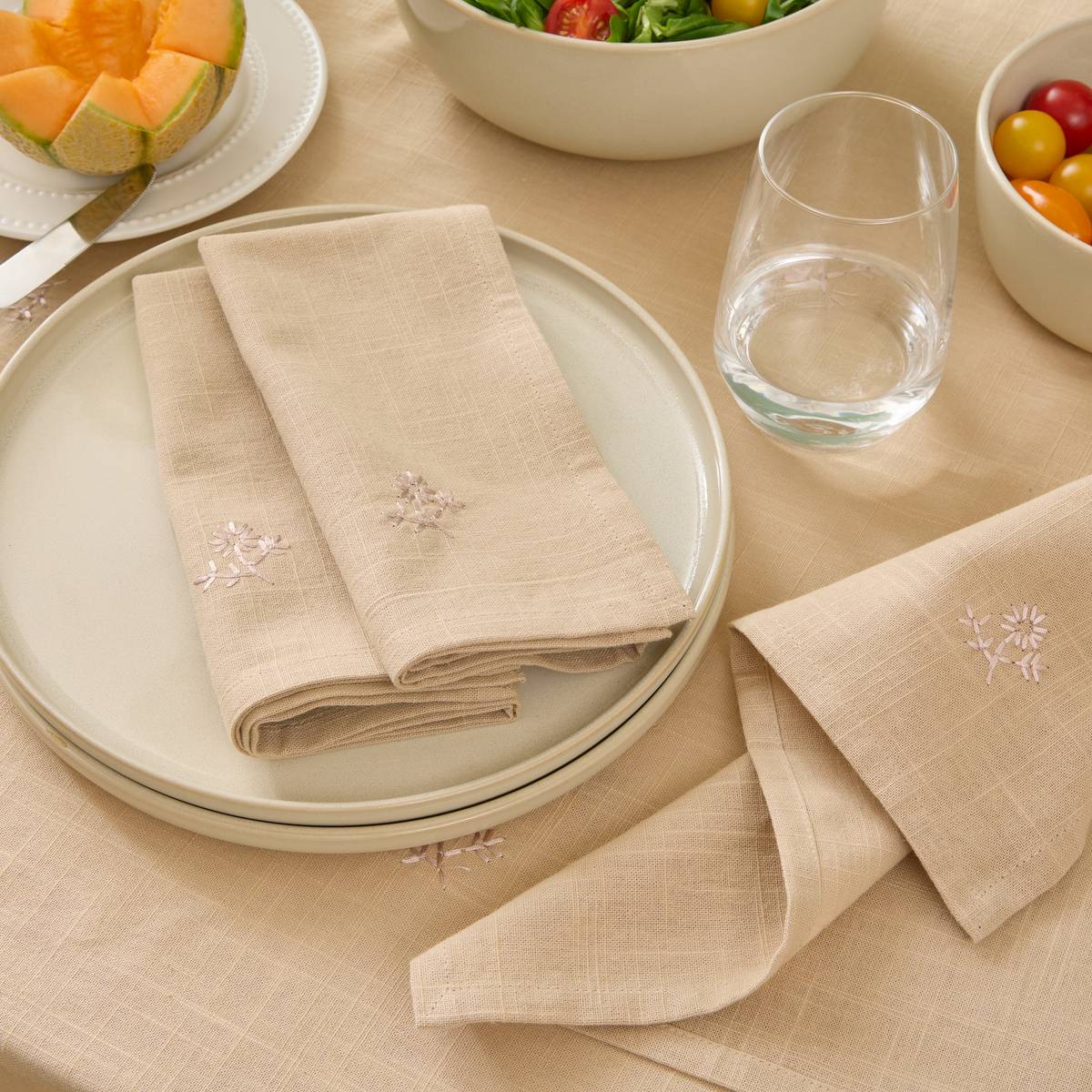 Set of 4 "Joy" napkins Beige linen, 180 g/m2, 40x40 cm