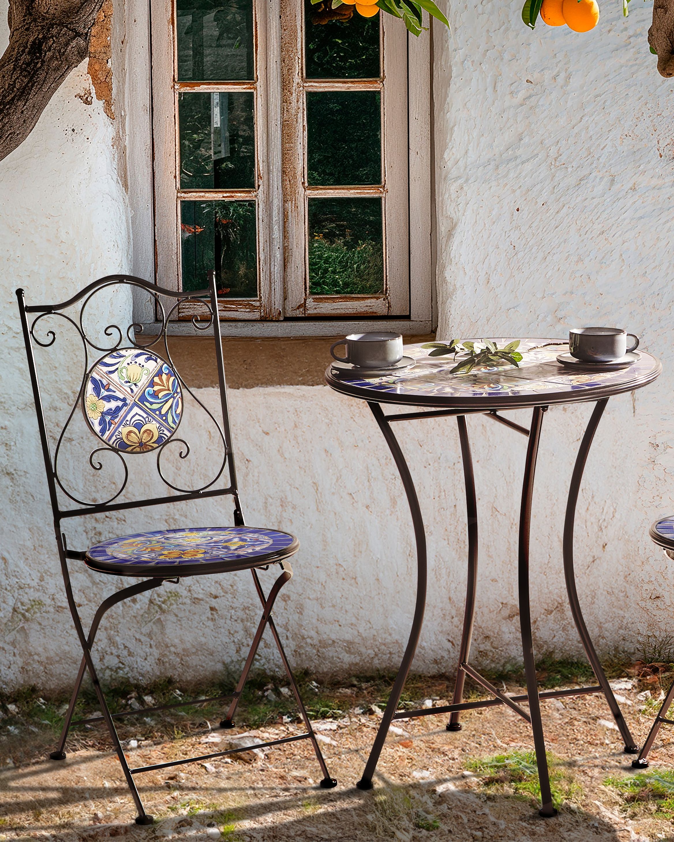 Set of 2 Garden Chairs CORIANO Folding Metal Black