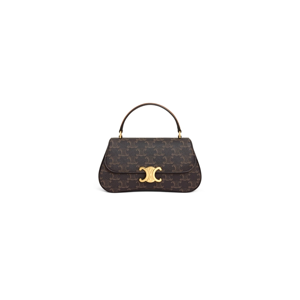 Teen Celine Lola Bag in Triomphe Canvas And Calfskin