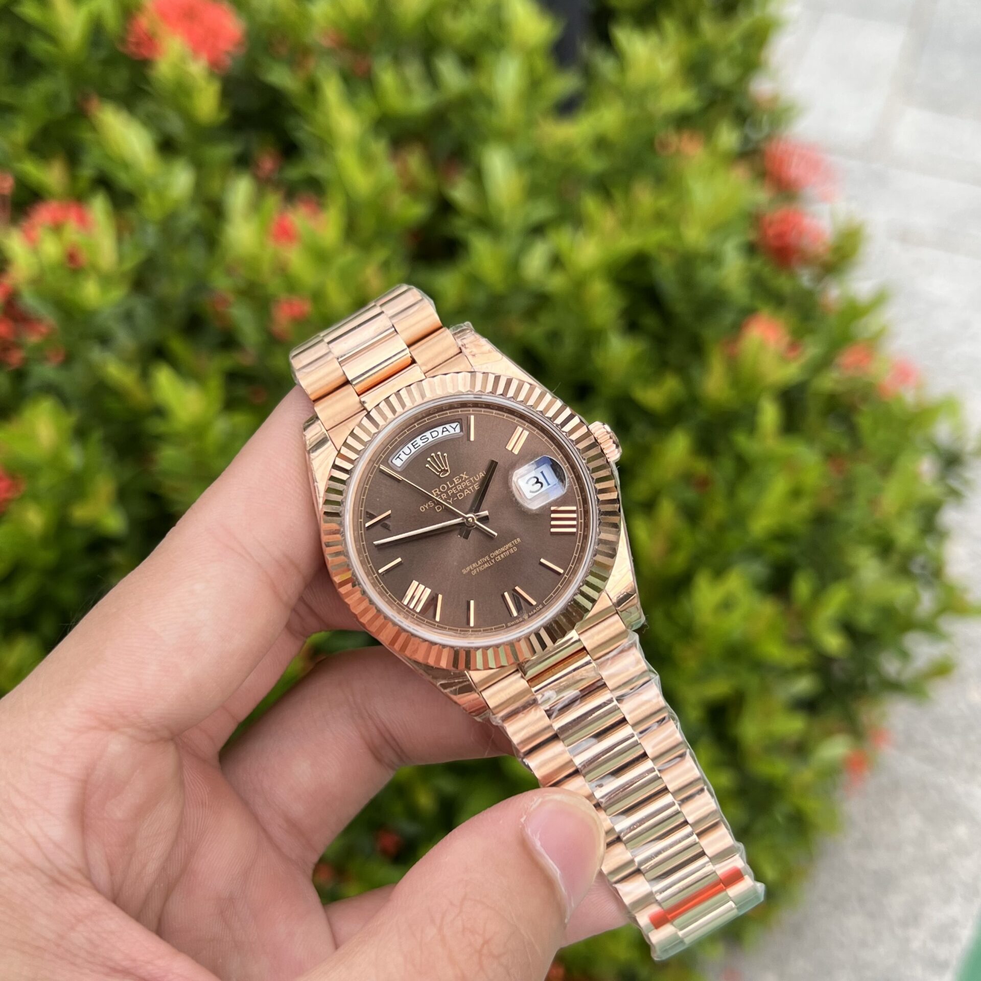 Rolex Day-Date Replica 1:1 Watch Chocolate Dial EW Factory 40mm - Elite Watch Atelier