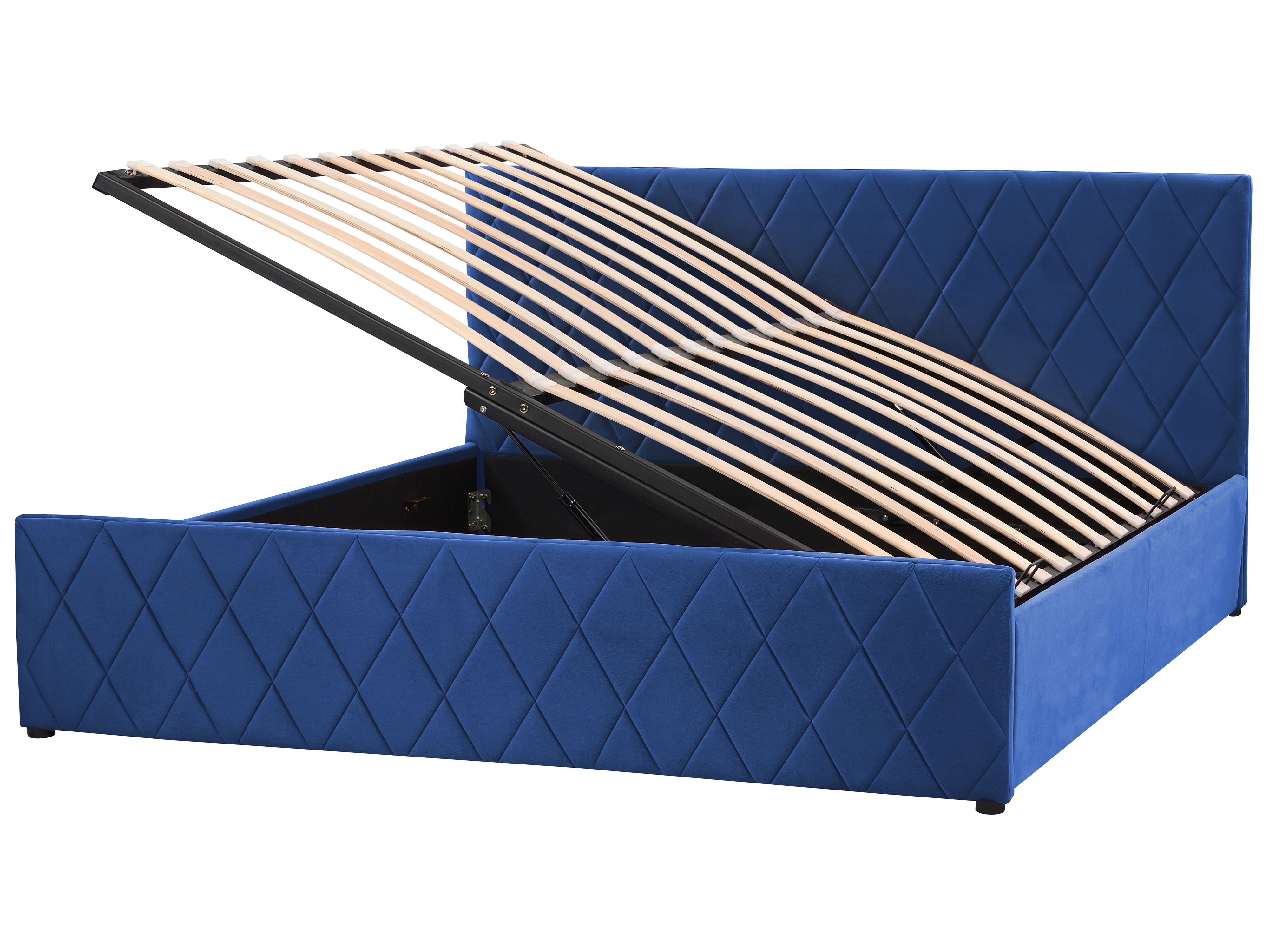Ottoman Bed Velvet ROCHEFORT 180 x 200 cm (EU Super King) Navy Blue