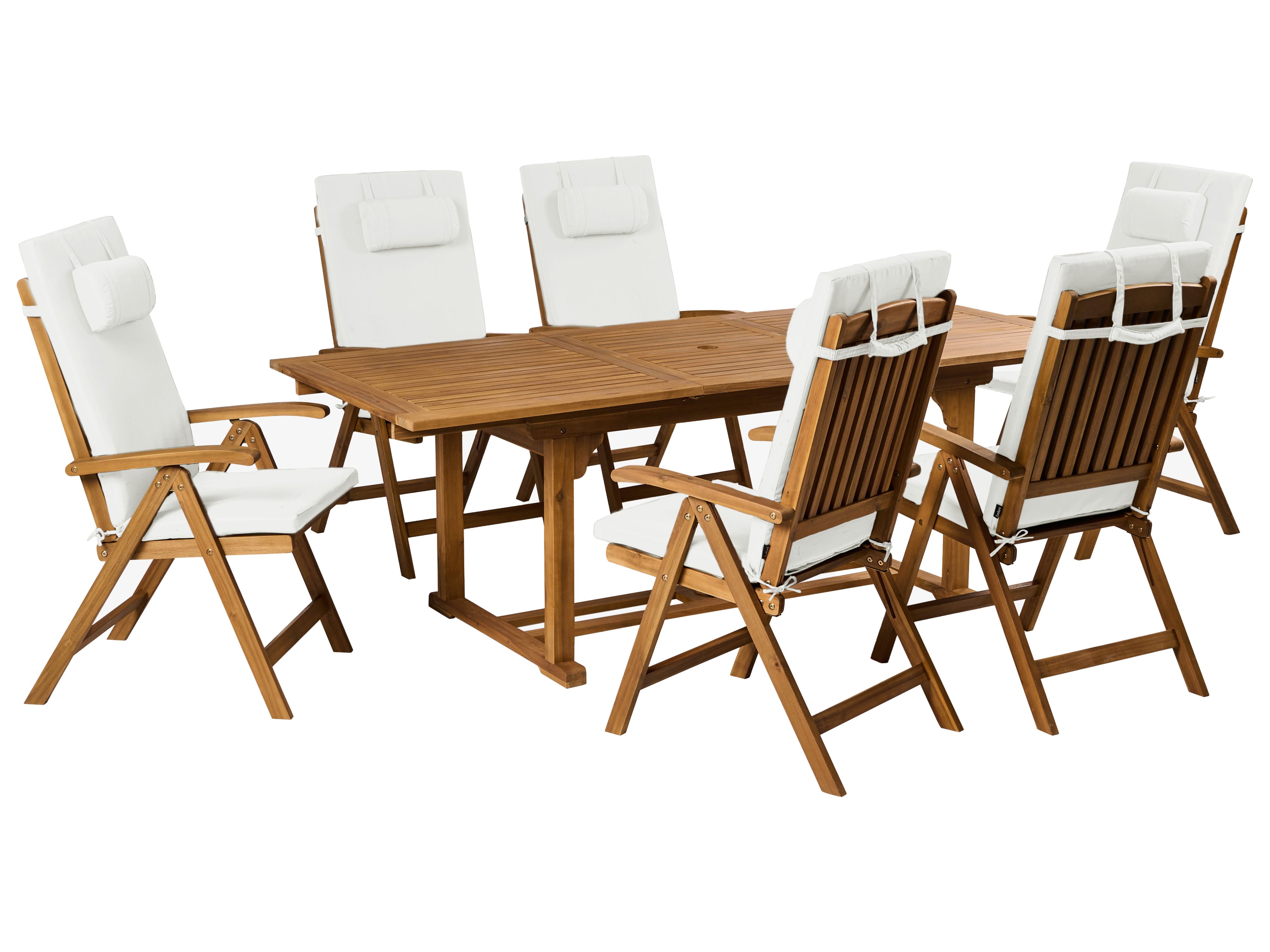 Garden Dining Set 6 Seater JAVA PREMIUM Acacia Wood Off-White