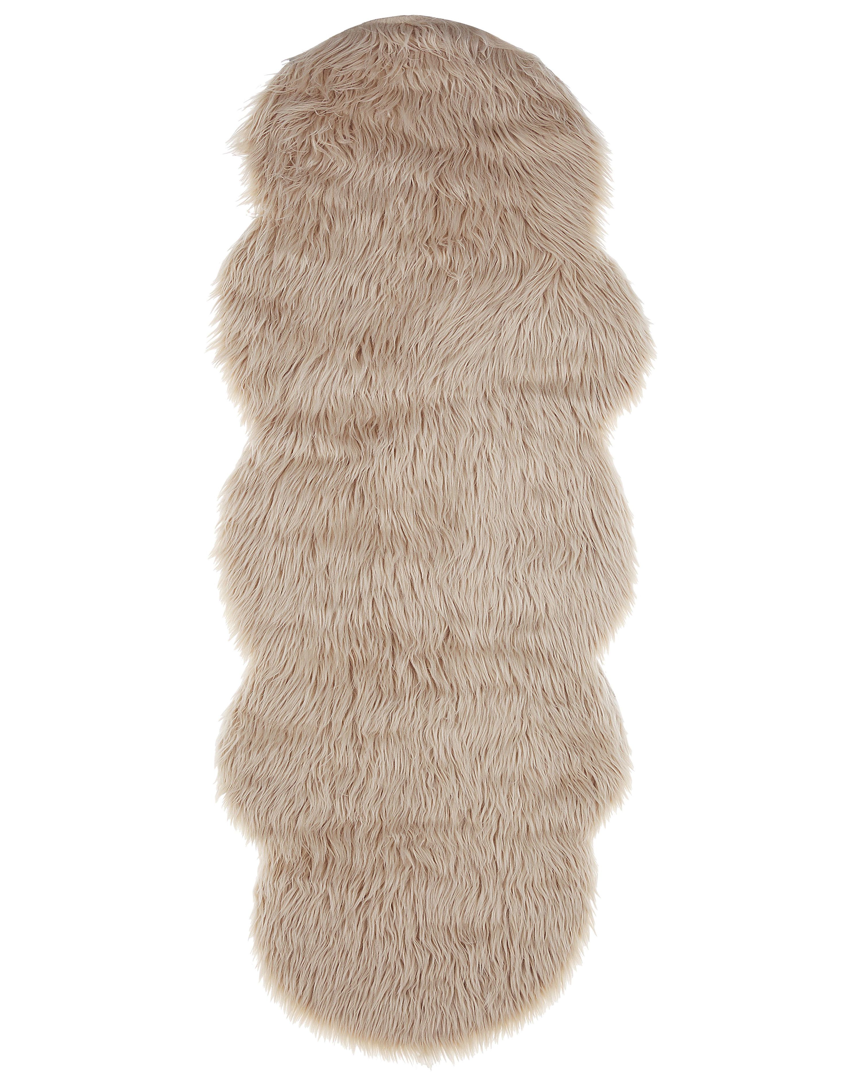 Faux Fur Rug MAMUNGARI Sand Beige 60 x 180 cm