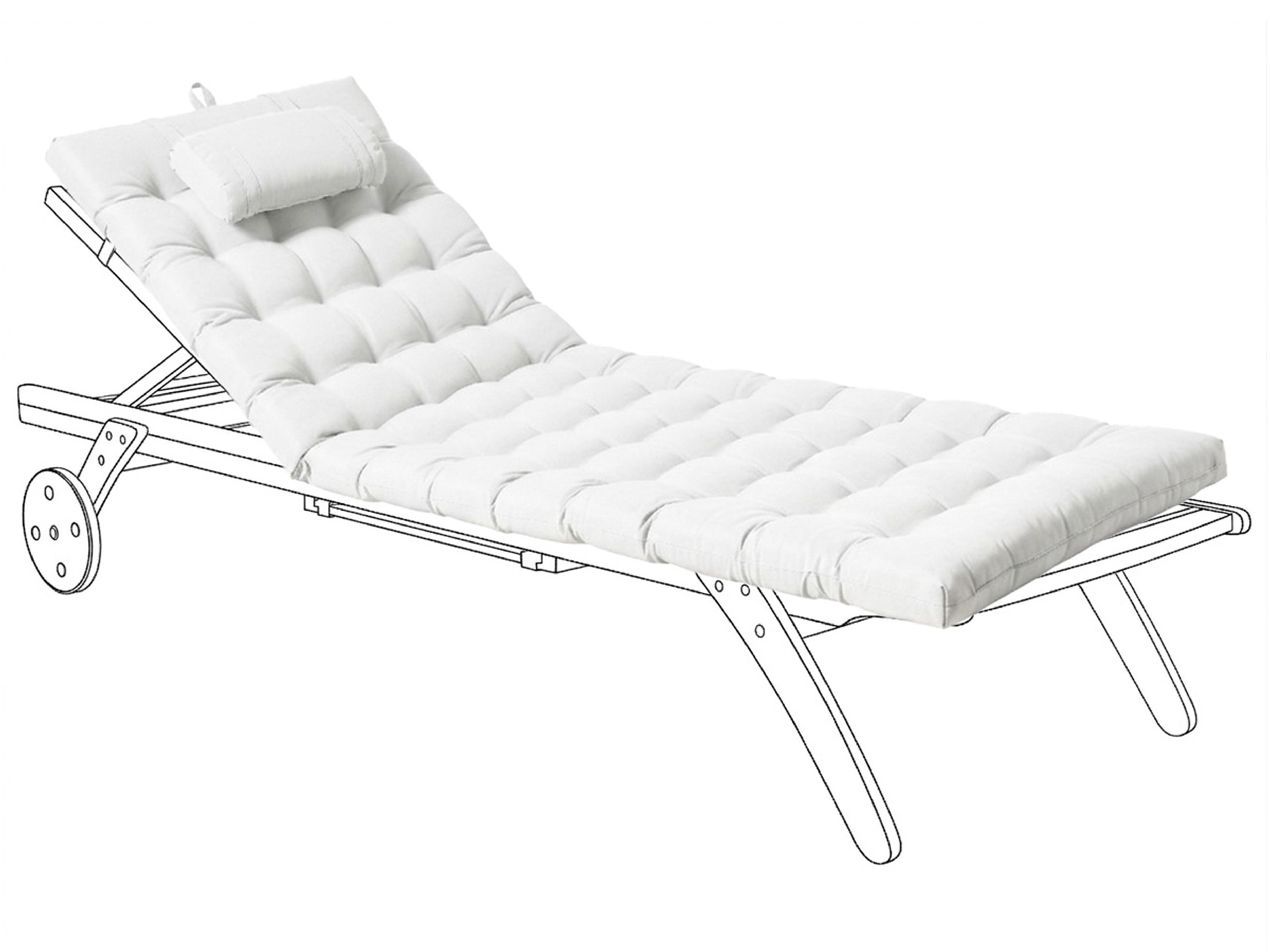 Sun Lounger Pad Cushion CESANA PREMIUM 192 x 56 cm Off-White