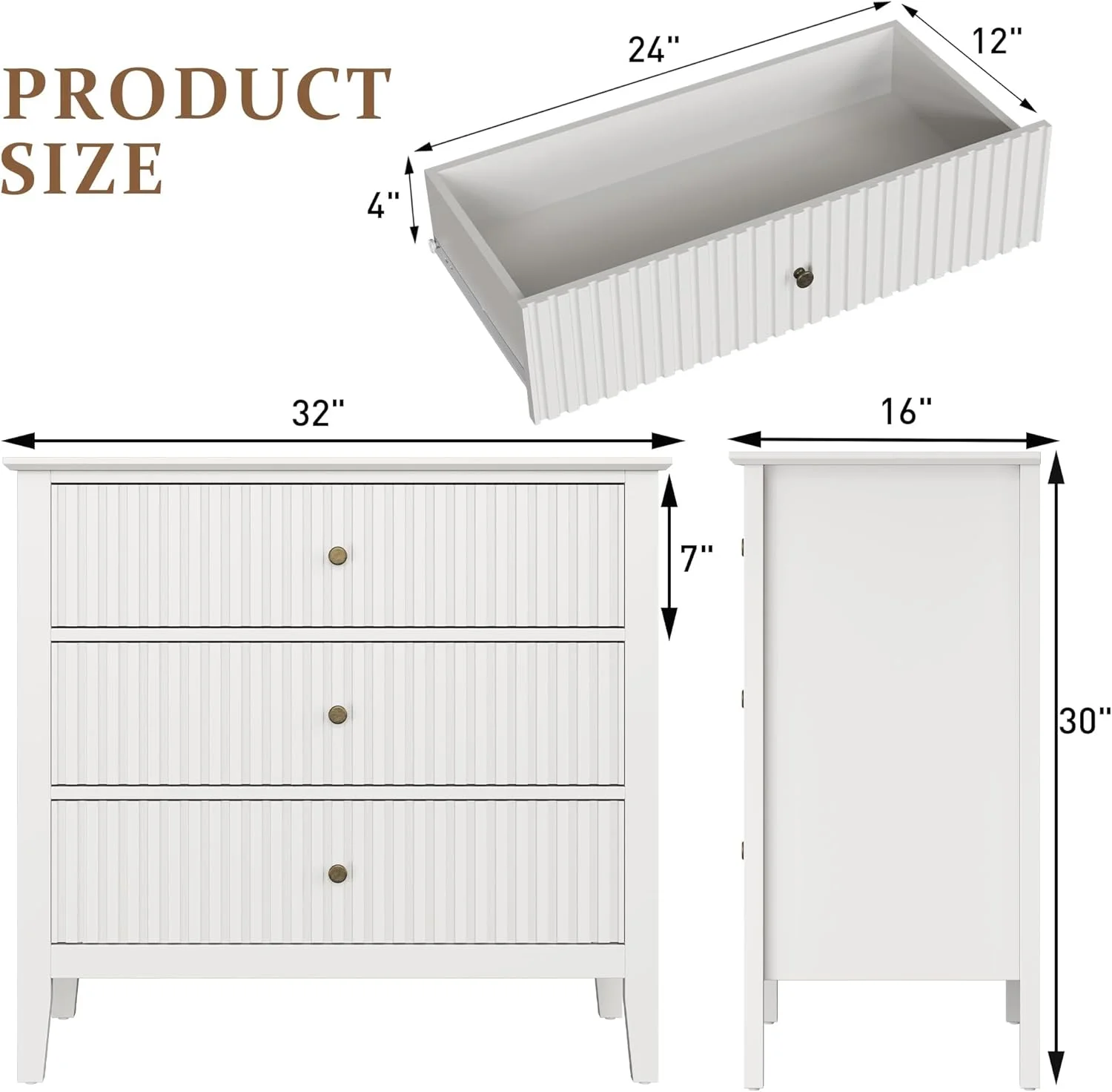 Heynemo Beige 6 Drawer Dresser, Fluted Modern Wood Chest - Image 20