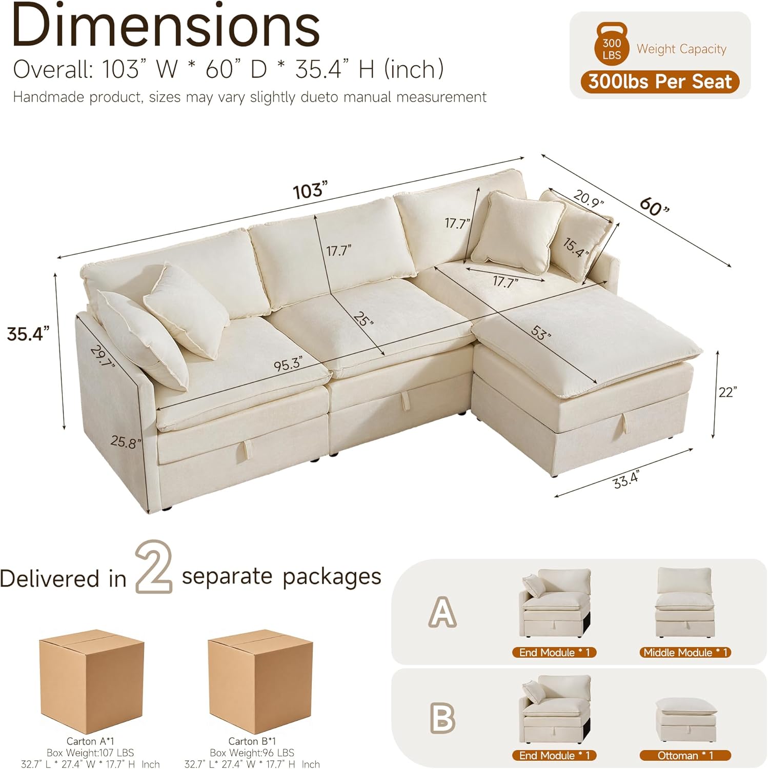 Modular Sofa with Storage, 103