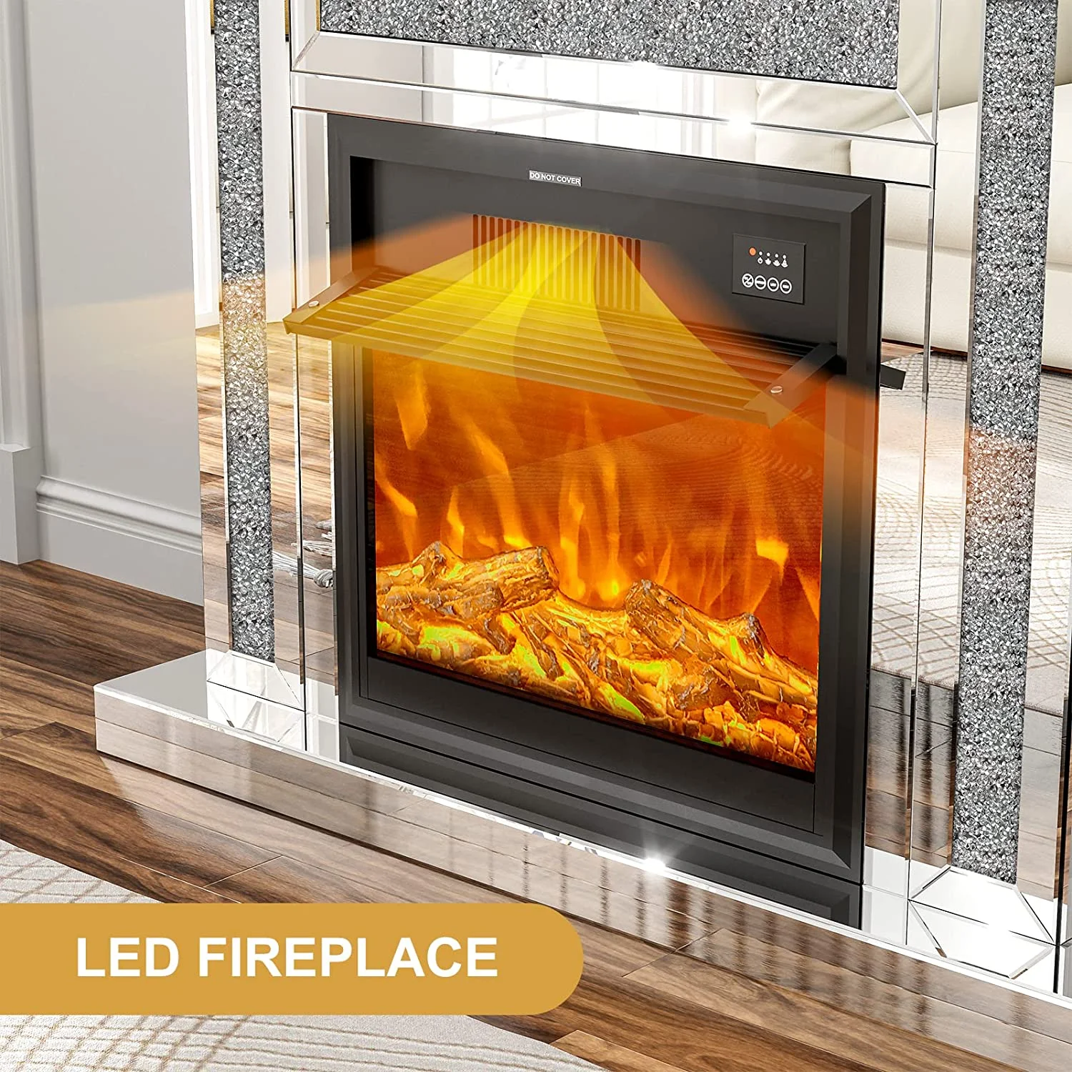 IKIFLY 47.24L x 41.33 H Mirrored Electric Fireplace - Image 8