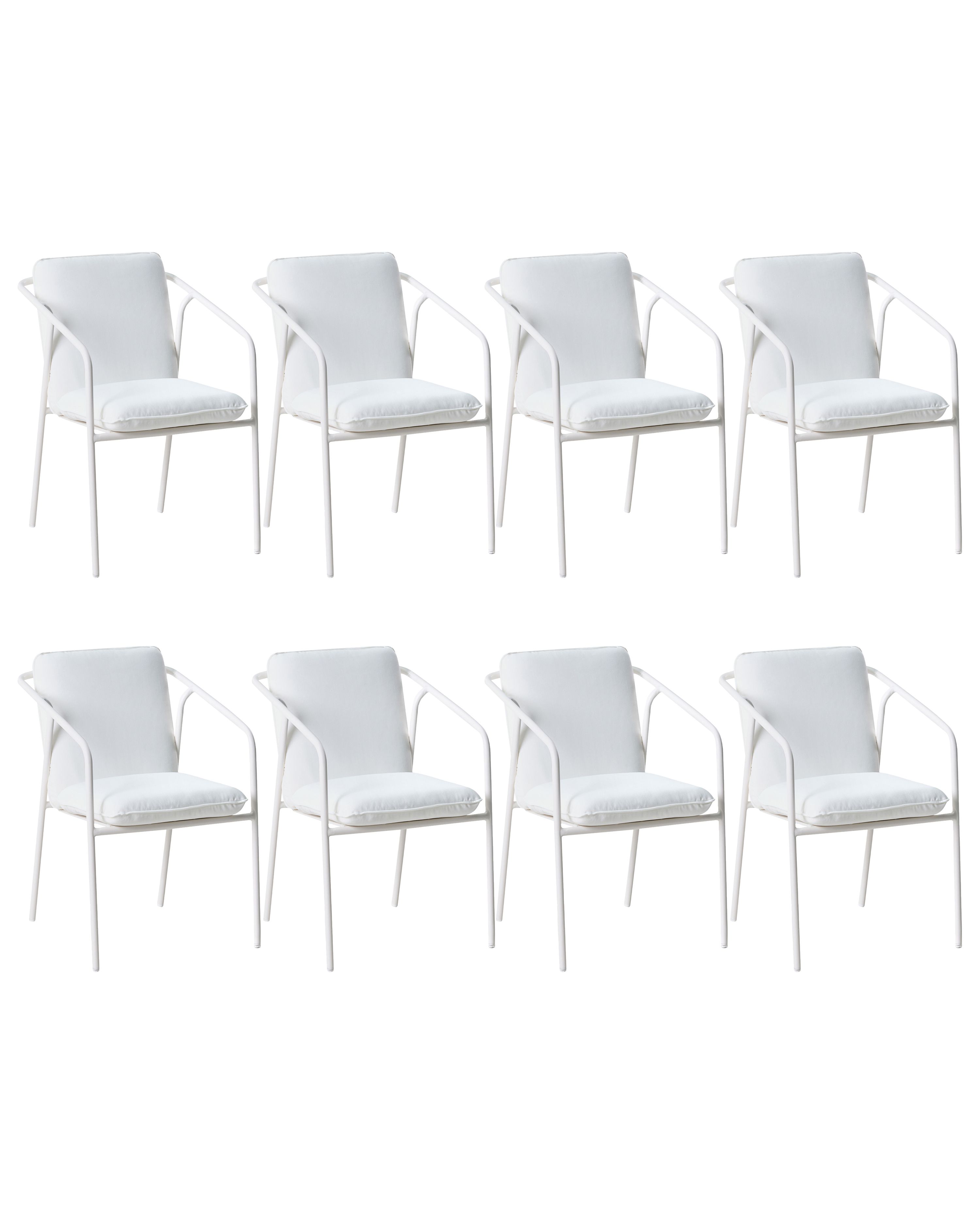 Set of 8 Garden Chairs with Cushions ASCIANO Metal White