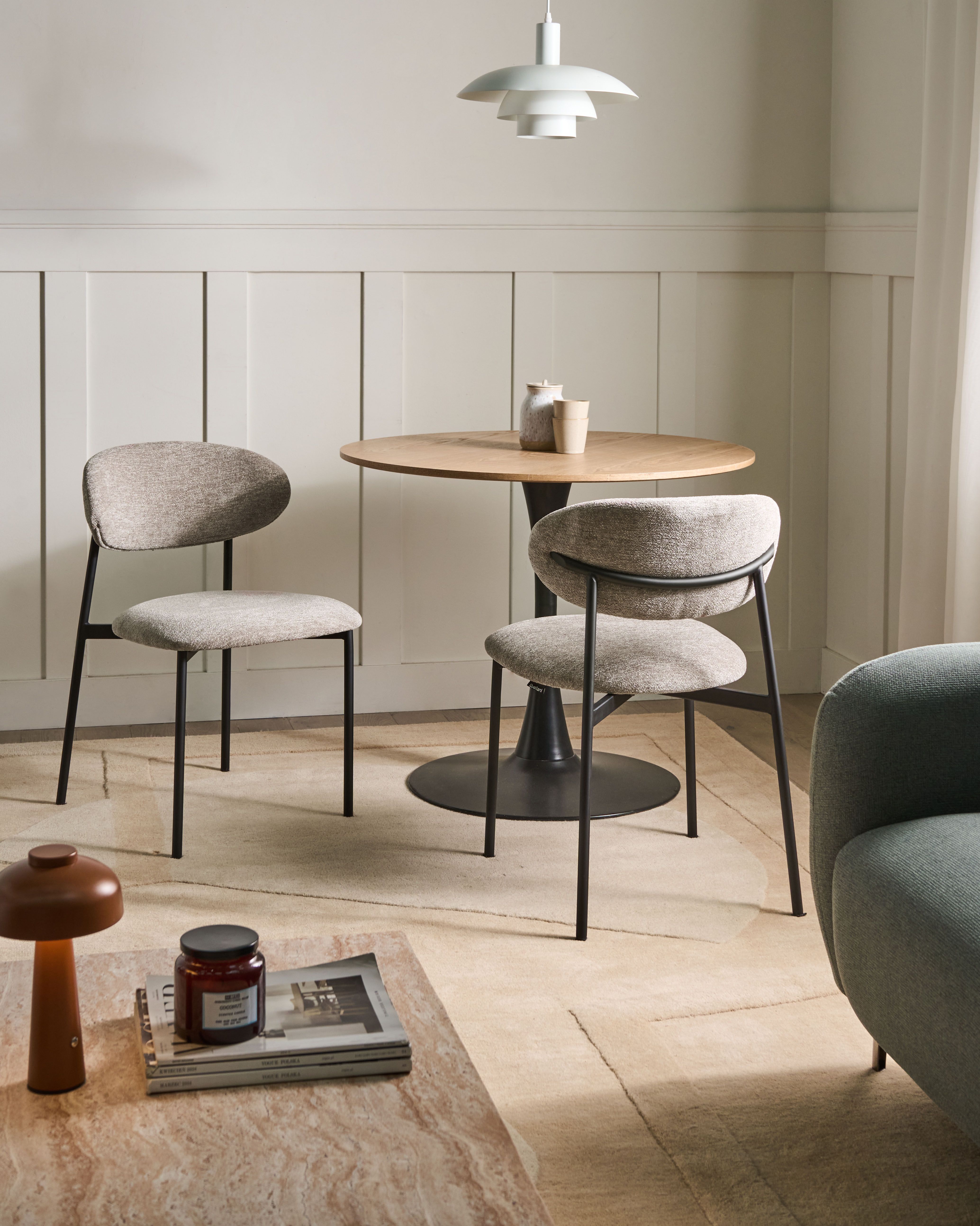Set of 2 Dining Chairs COWLEY Chenille Taupe