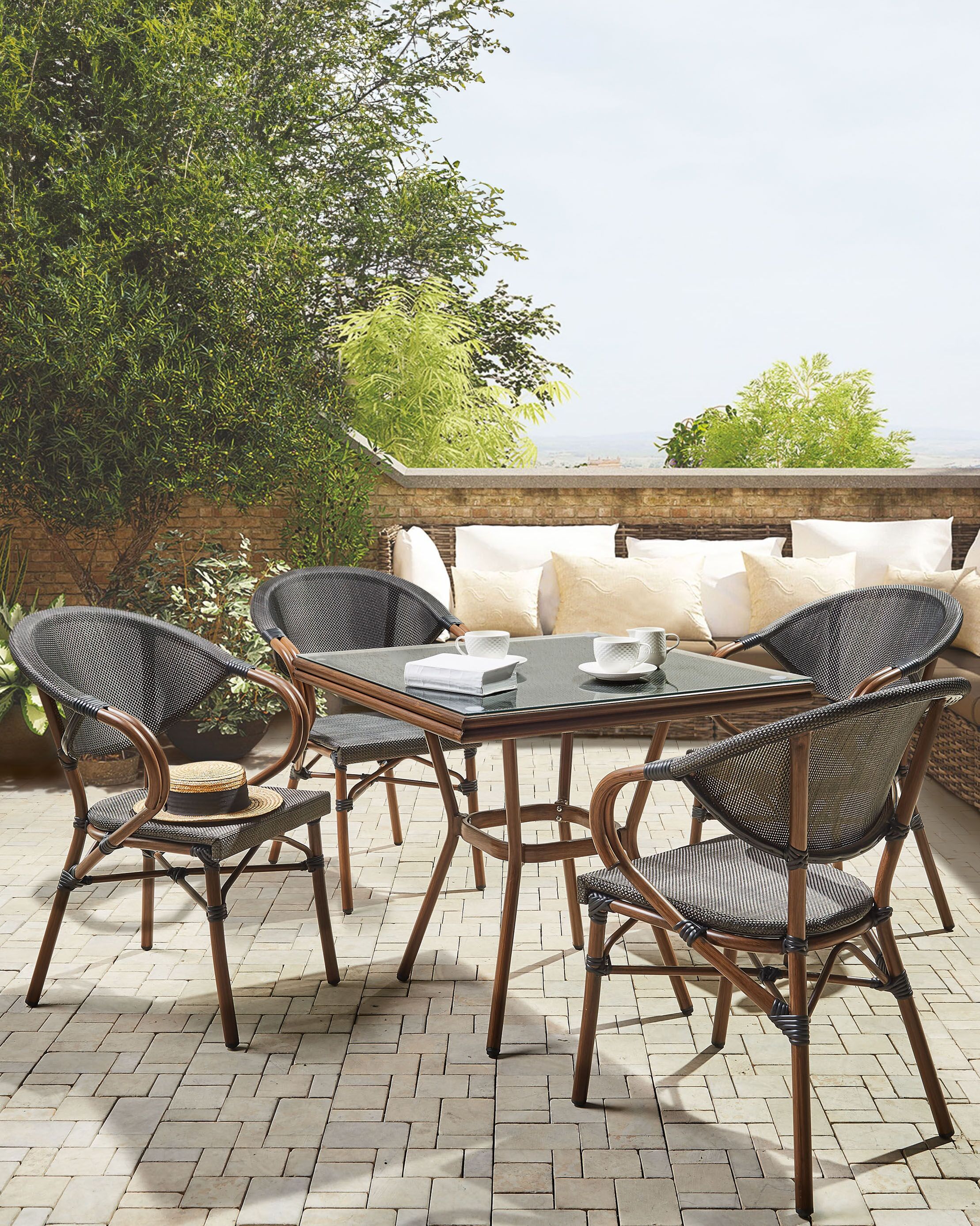 Set of 4 Garden Chairs CASPRI Metal Grey